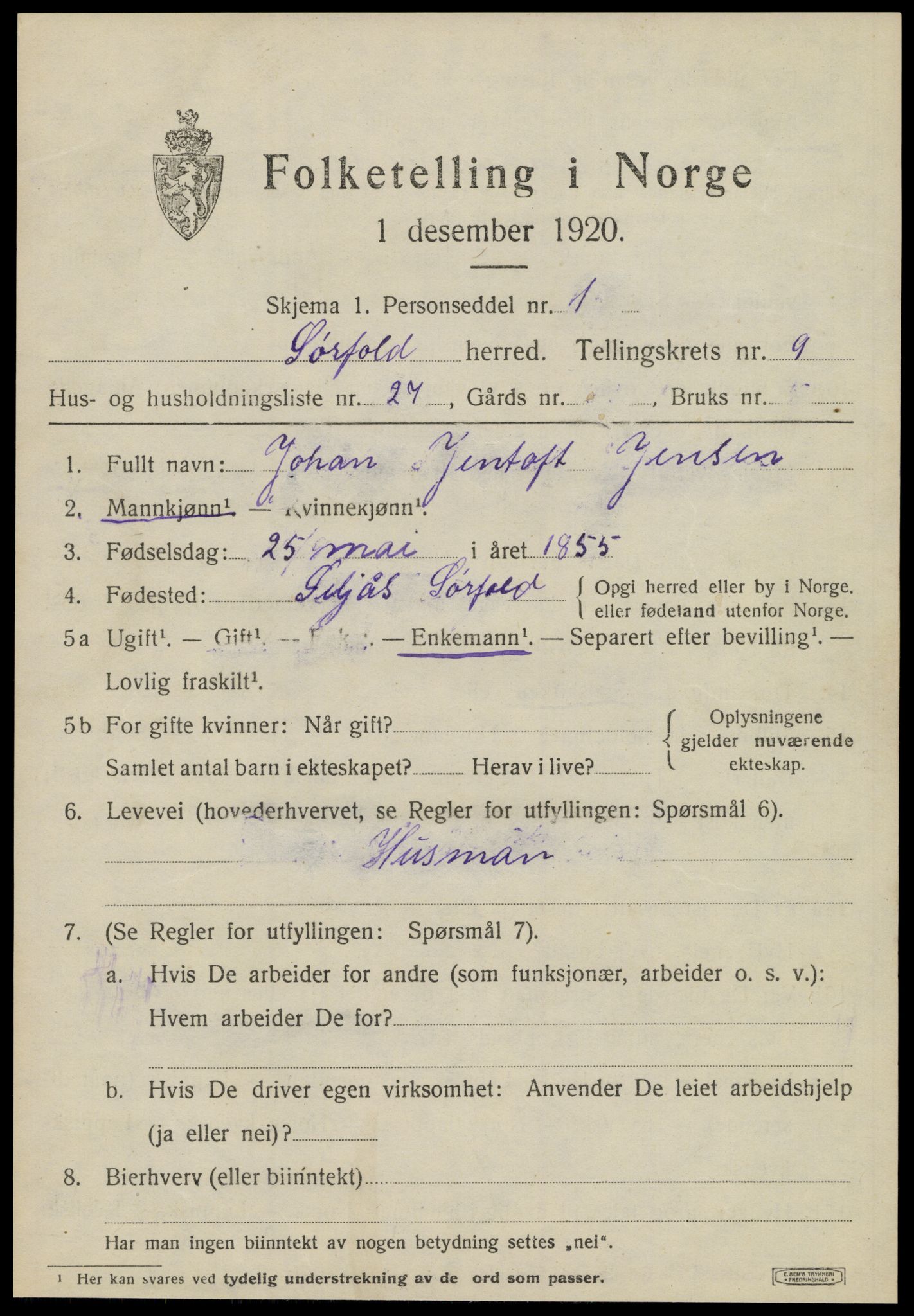 SAT, 1920 census for Sørfold, 1920, p. 5173