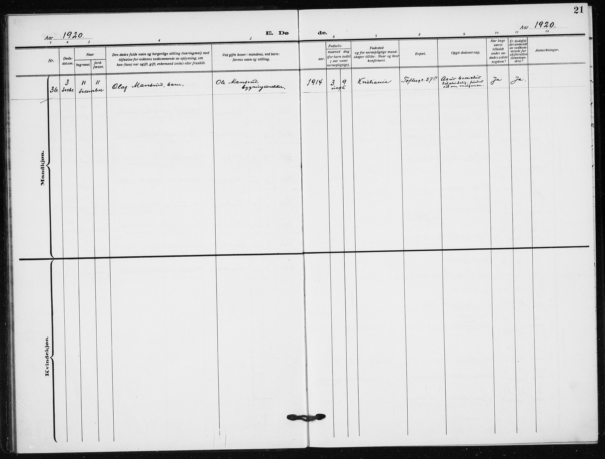 Hauge prestekontor Kirkebøker, AV/SAO-A-10849/F/Fa/L0005: Parish register (official) no. 5, 1917-1938, p. 21