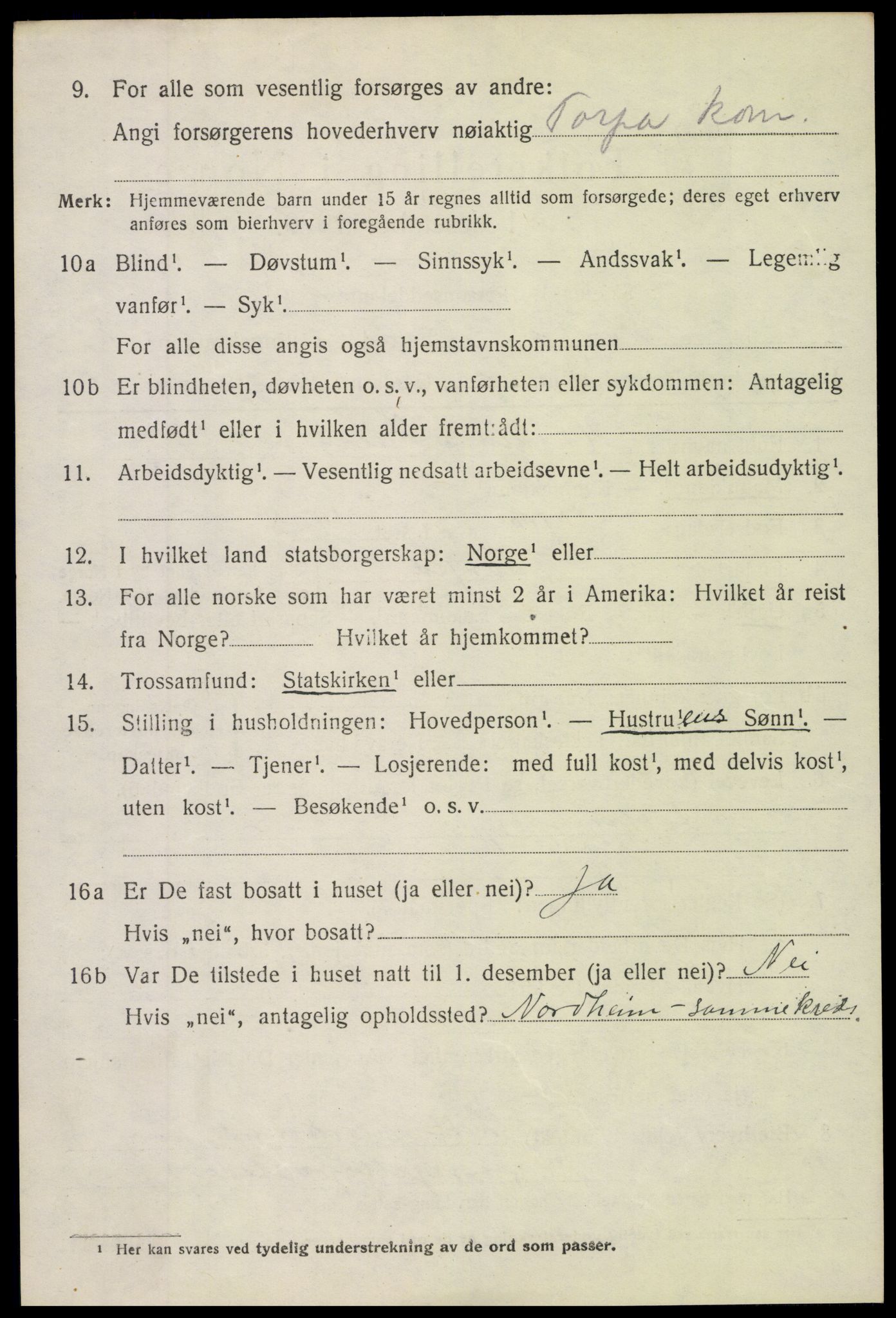 SAH, 1920 census for Torpa, 1920, p. 5228