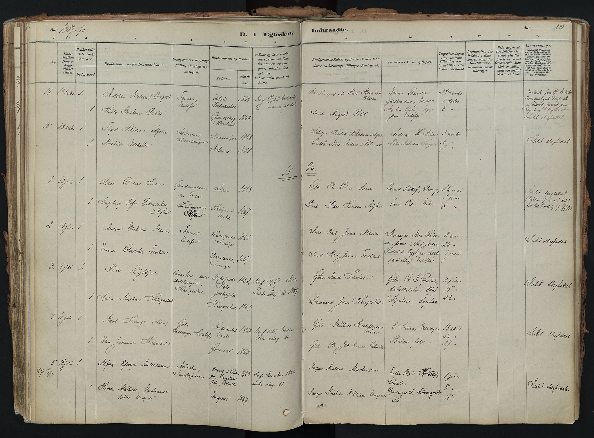 Hof kirkebøker, AV/SAKO-A-64/F/Fa/L0007: Parish register (official) no. I 7, 1878-1940, p. 229