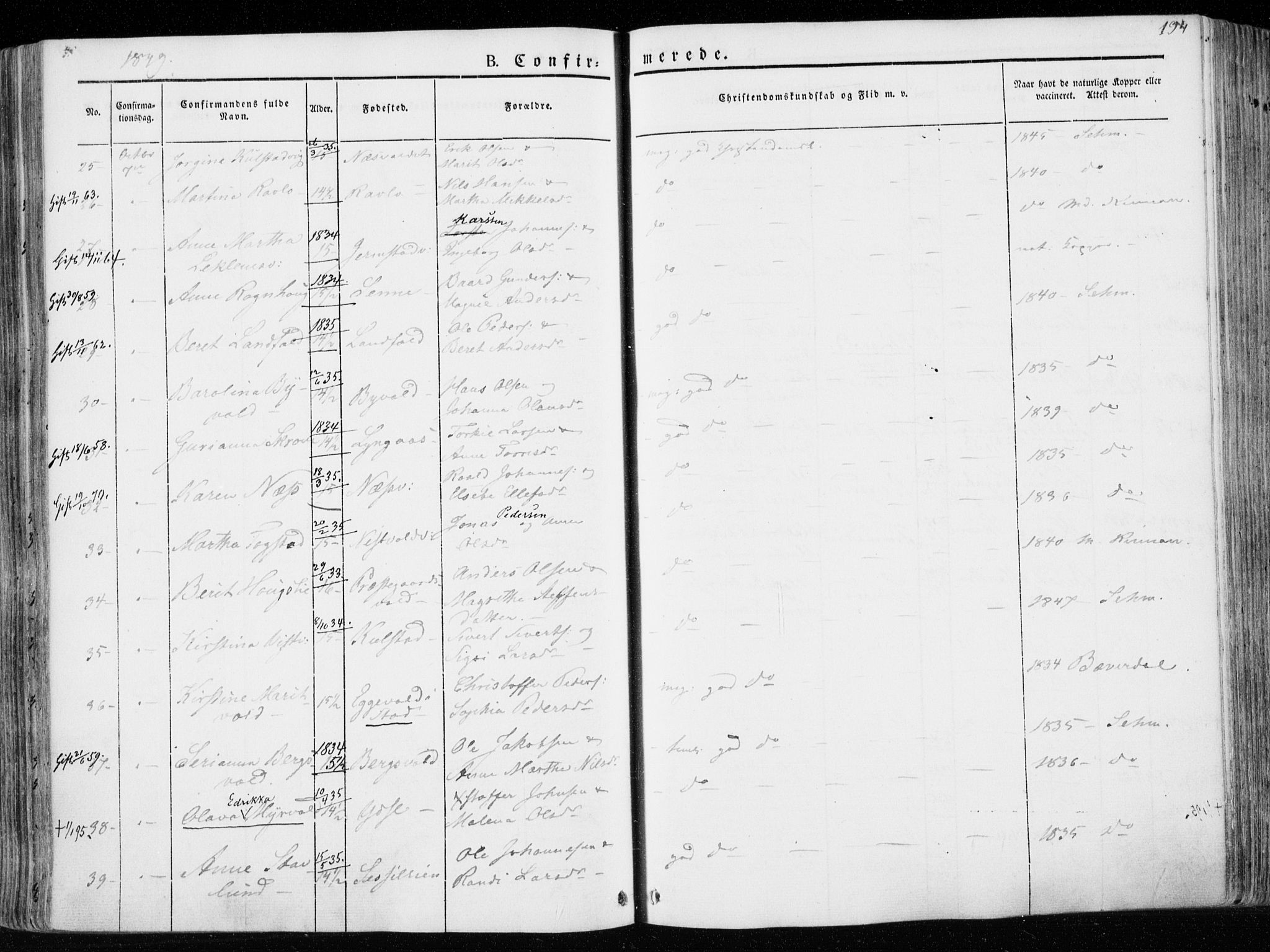 Ministerialprotokoller, klokkerbøker og fødselsregistre - Nord-Trøndelag, SAT/A-1458/723/L0239: Parish register (official) no. 723A08, 1841-1851, p. 194