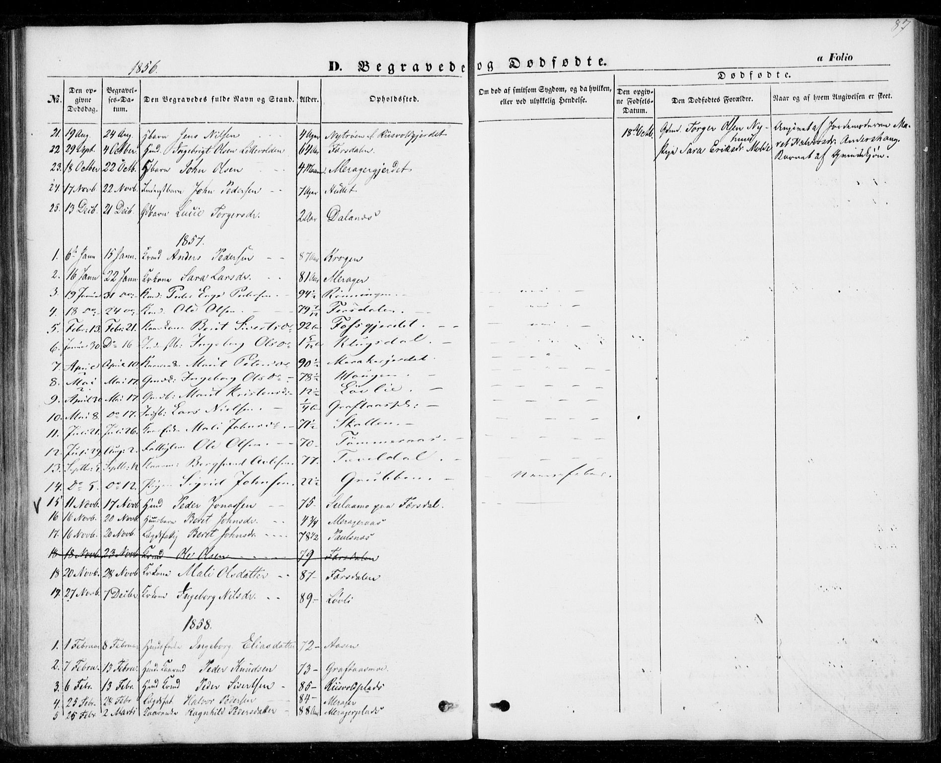 Ministerialprotokoller, klokkerbøker og fødselsregistre - Nord-Trøndelag, SAT/A-1458/706/L0040: Parish register (official) no. 706A01, 1850-1861, p. 87