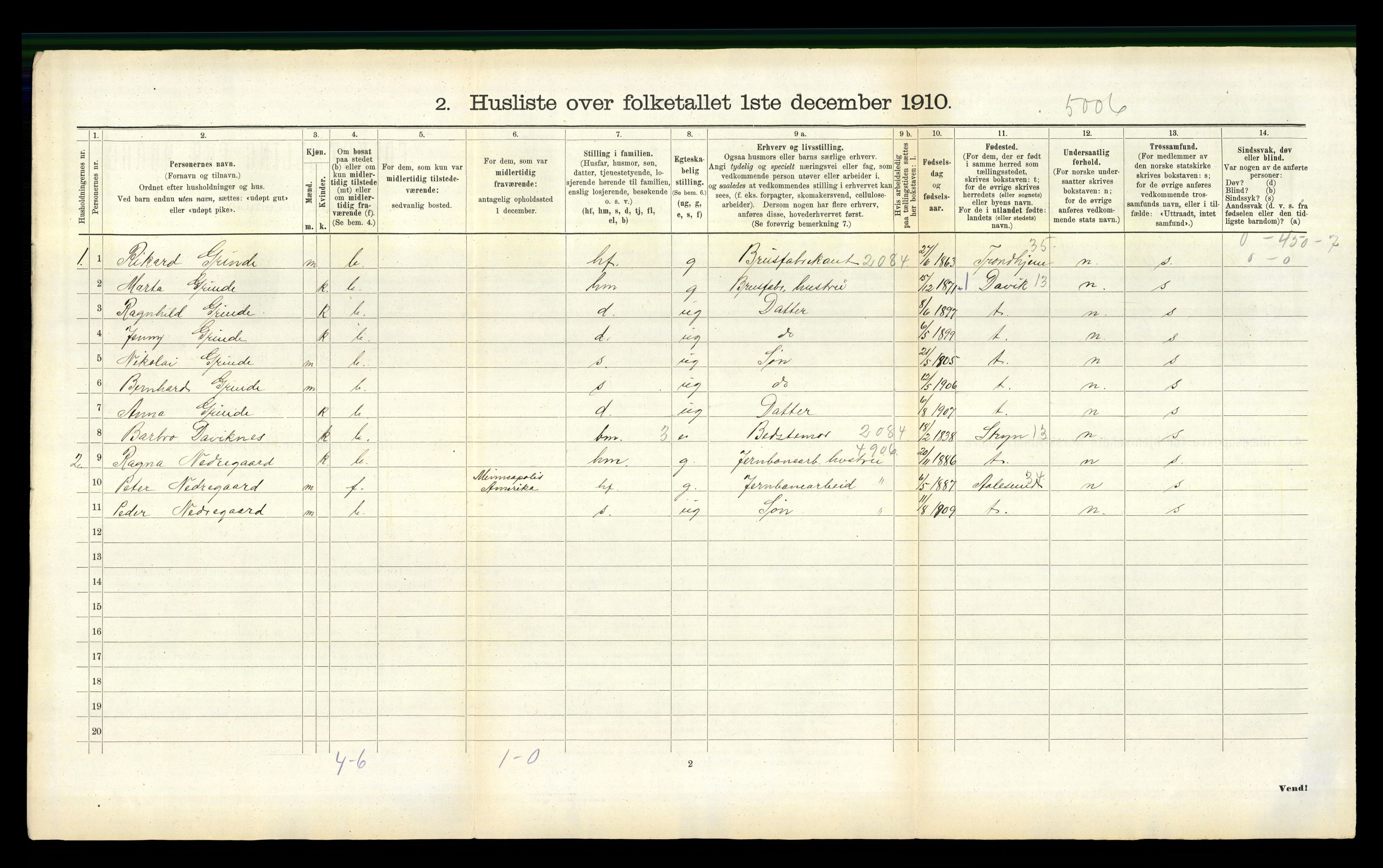 RA, 1910 census for Eid, 1910, p. 476