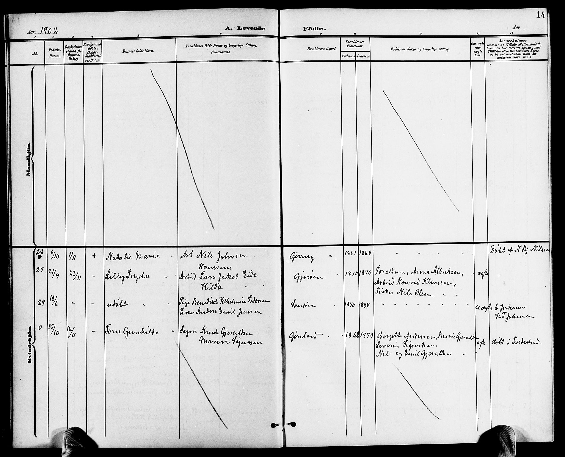 Dypvåg sokneprestkontor, AV/SAK-1111-0007/F/Fb/Fba/L0014: Parish register (copy) no. B 14, 1901-1922, p. 14