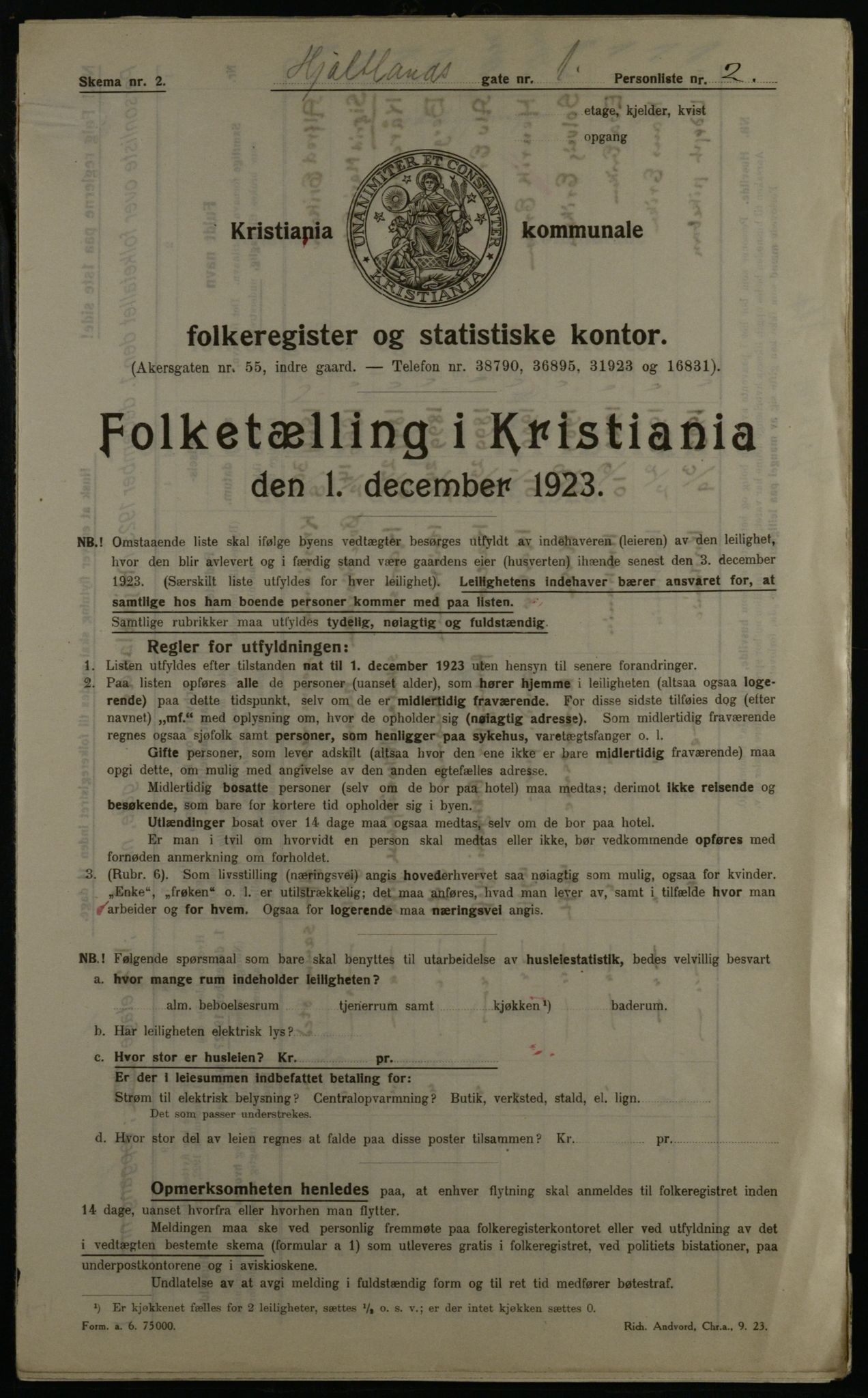 OBA, Municipal Census 1923 for Kristiania, 1923, p. 44959