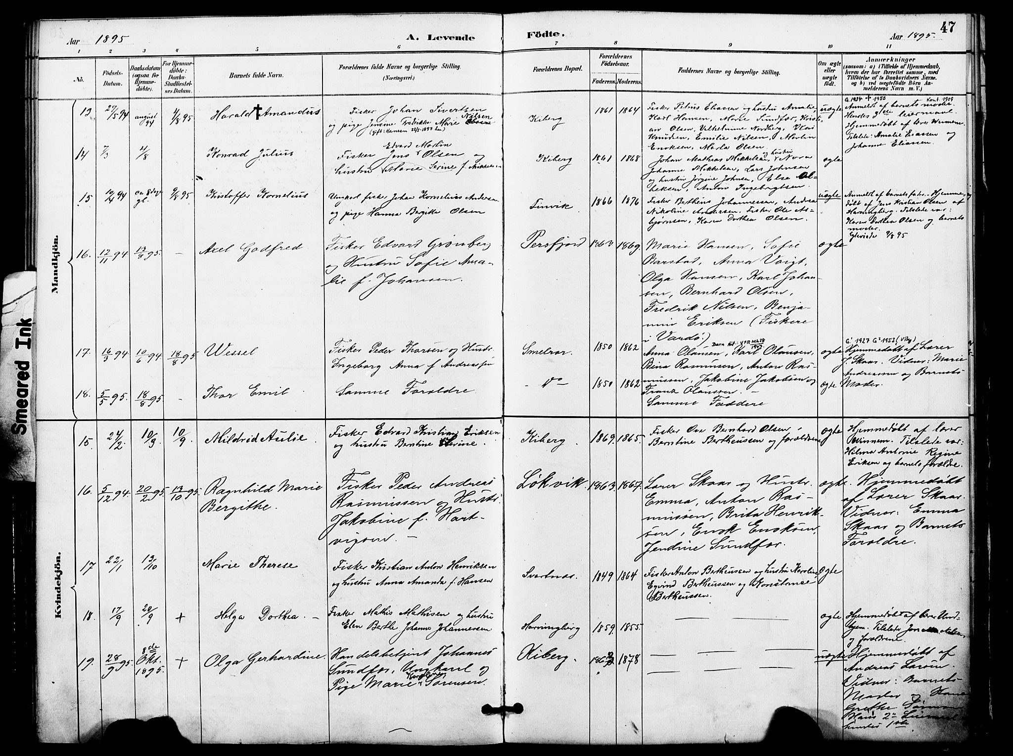 Vardø sokneprestkontor, SATØ/S-1332/H/Ha/L0009kirke: Parish register (official) no. 9, 1887-1898, p. 47