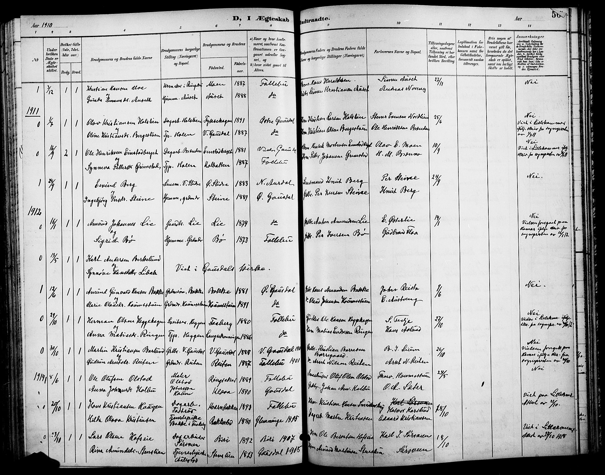 Østre Gausdal prestekontor, SAH/PREST-092/H/Ha/Hab/L0003: Parish register (copy) no. 3, 1894-1915, p. 56