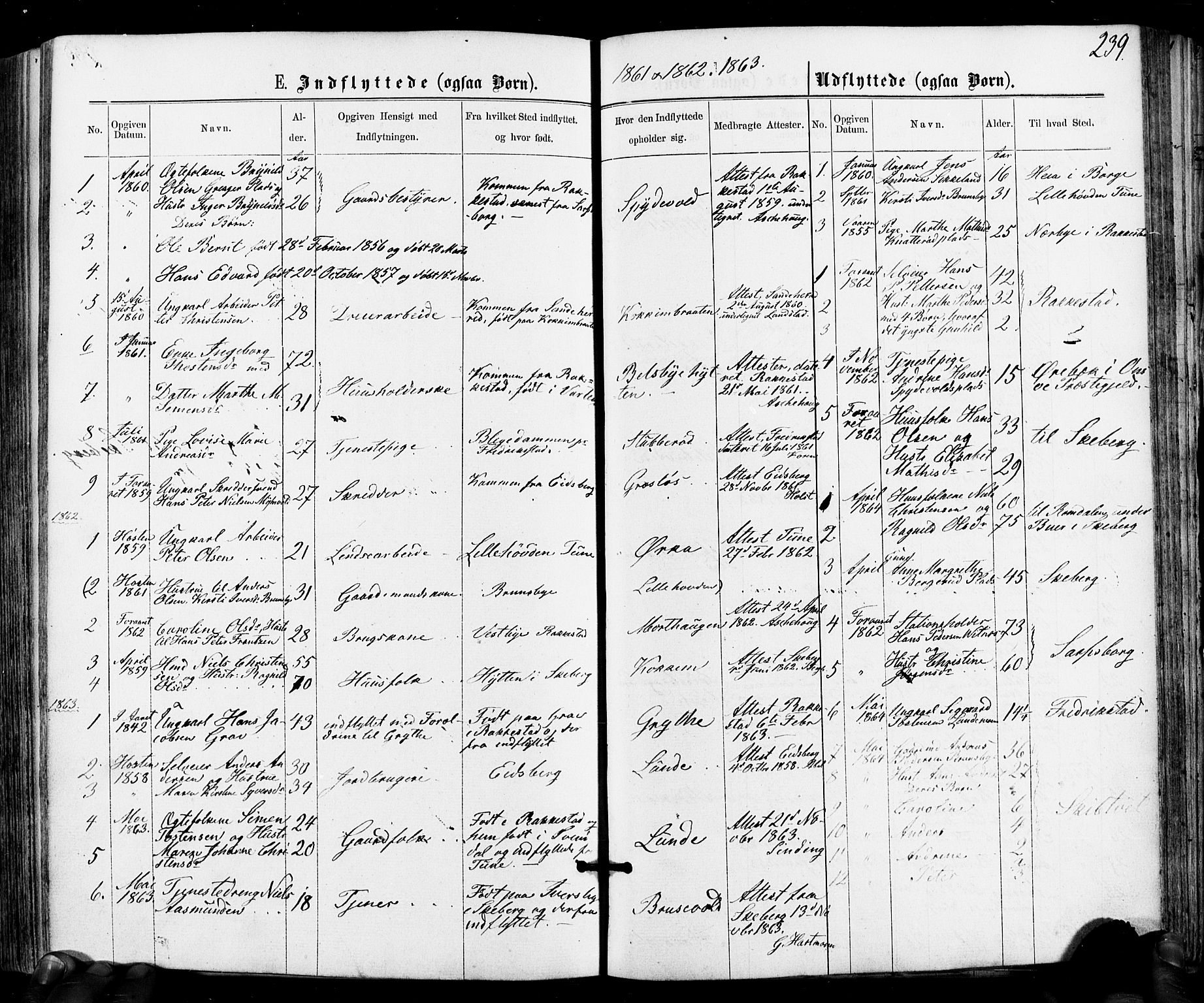 Varteig prestekontor Kirkebøker, SAO/A-10447a/F/Fa/L0001: Parish register (official) no. 1, 1861-1877, p. 239