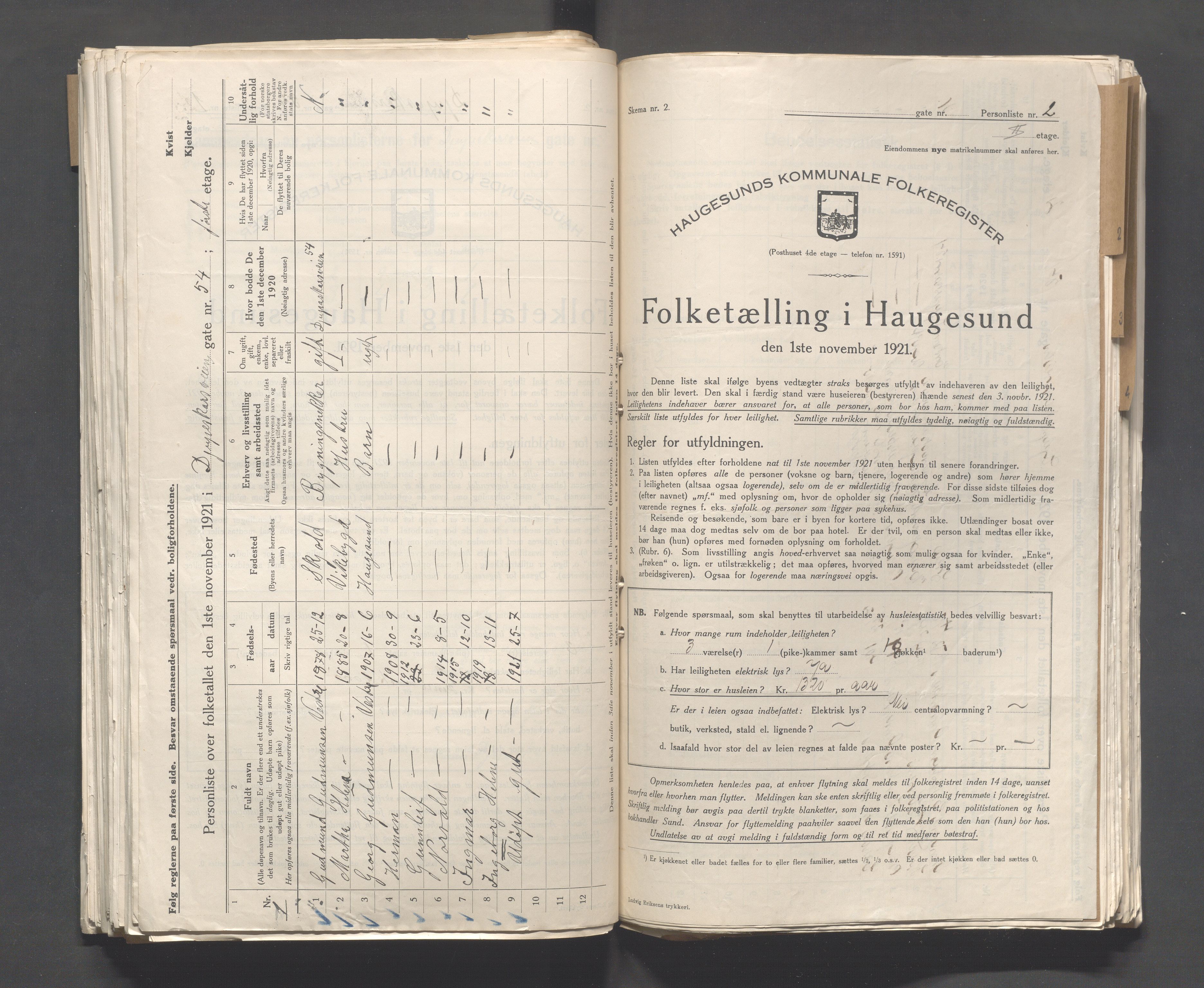 IKAR, Local census 1.11.1921 for Haugesund, 1921, p. 640