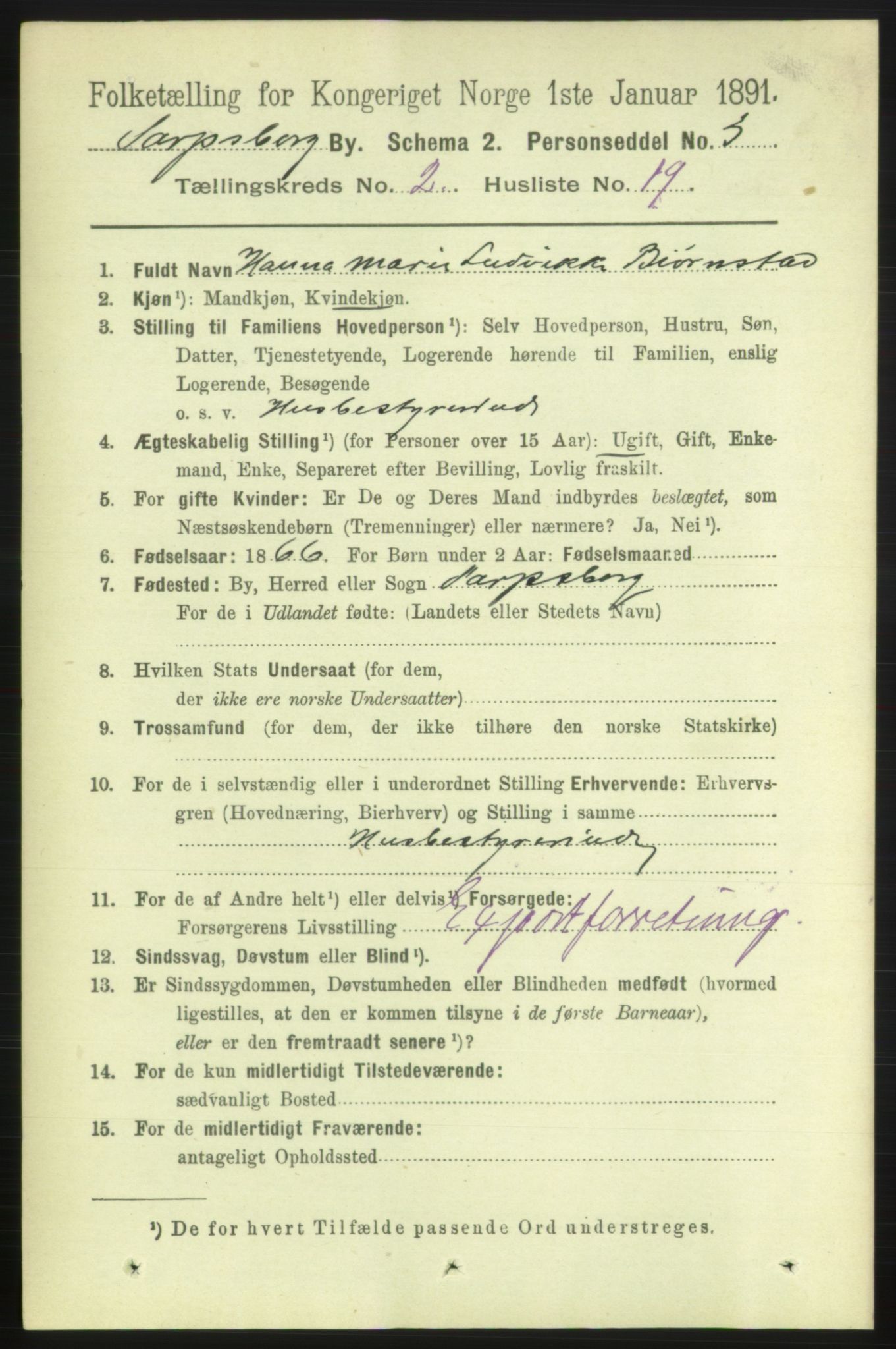 RA, 1891 census for 0102 Sarpsborg, 1891, p. 1433