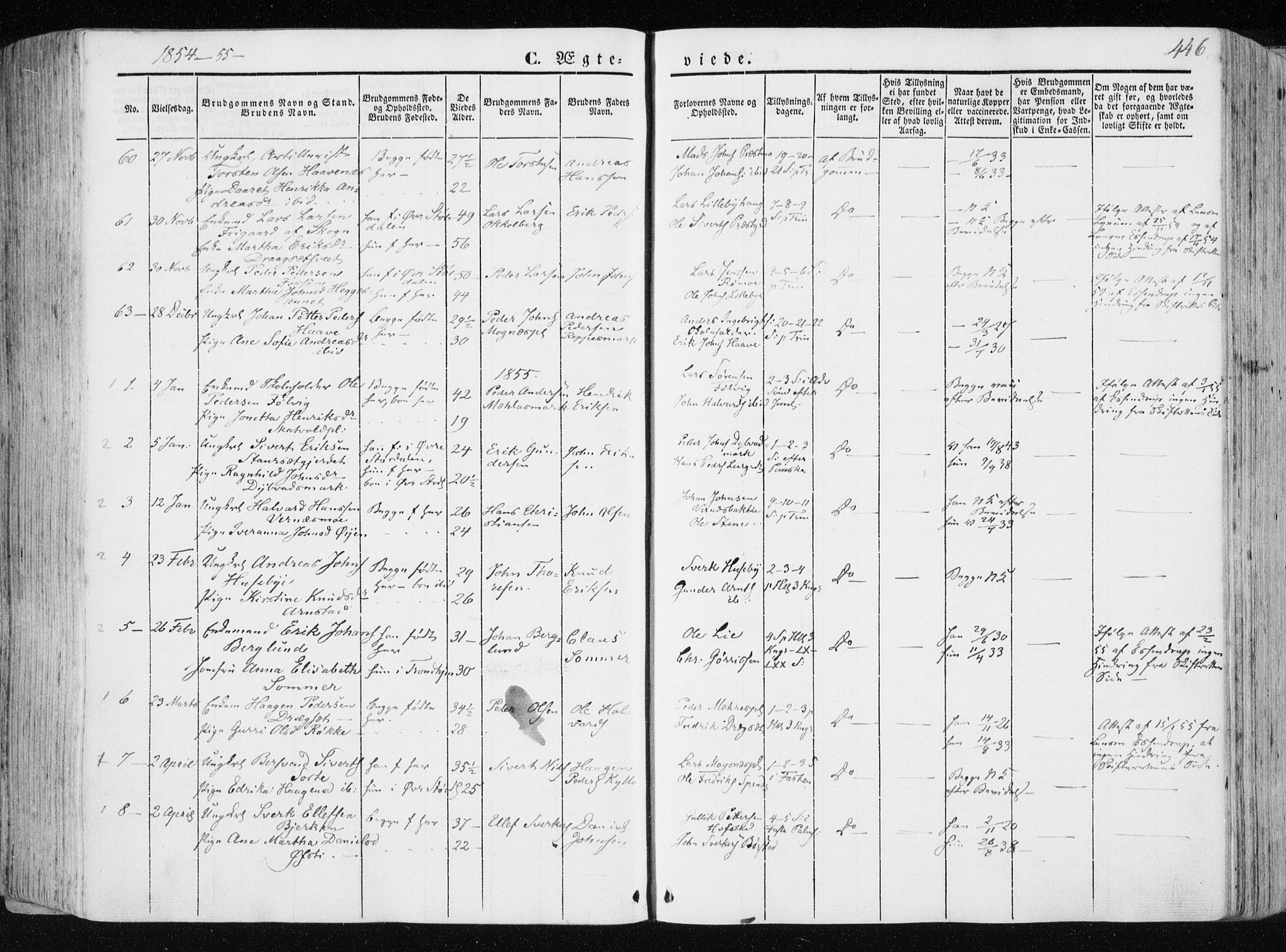 Ministerialprotokoller, klokkerbøker og fødselsregistre - Nord-Trøndelag, SAT/A-1458/709/L0074: Parish register (official) no. 709A14, 1845-1858, p. 446