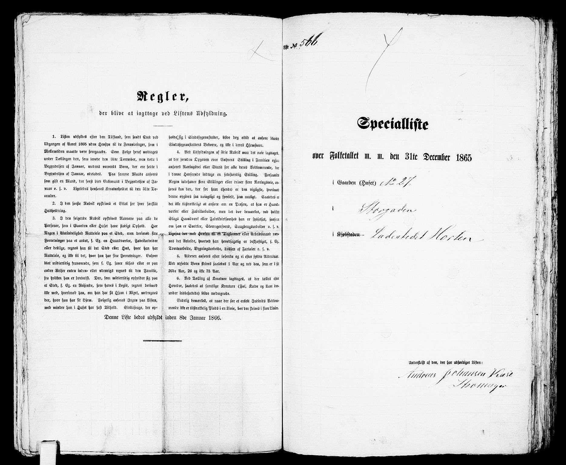 RA, 1865 census for Horten, 1865, p. 1043