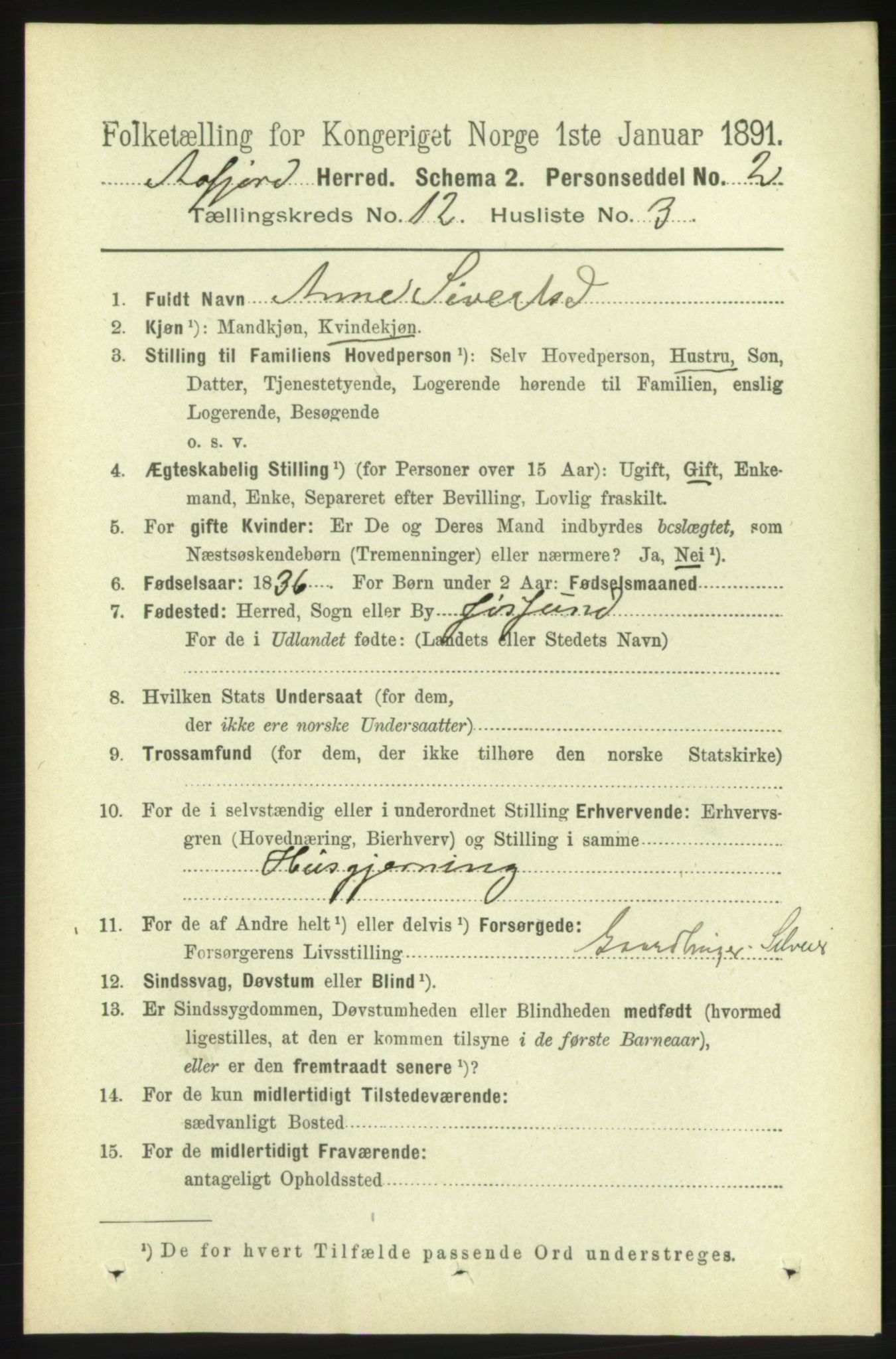 RA, 1891 census for 1630 Åfjord, 1891, p. 3758