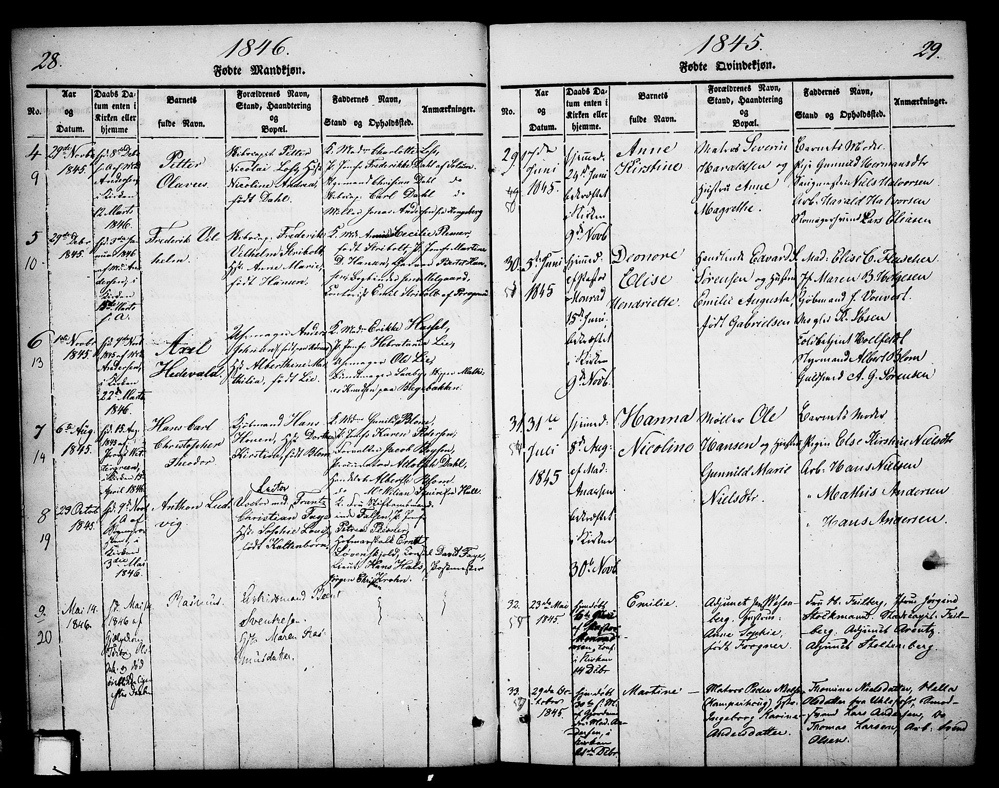 Skien kirkebøker, SAKO/A-302/F/Fa/L0006b: Parish register (official) no. 6B, 1843-1846, p. 28-29