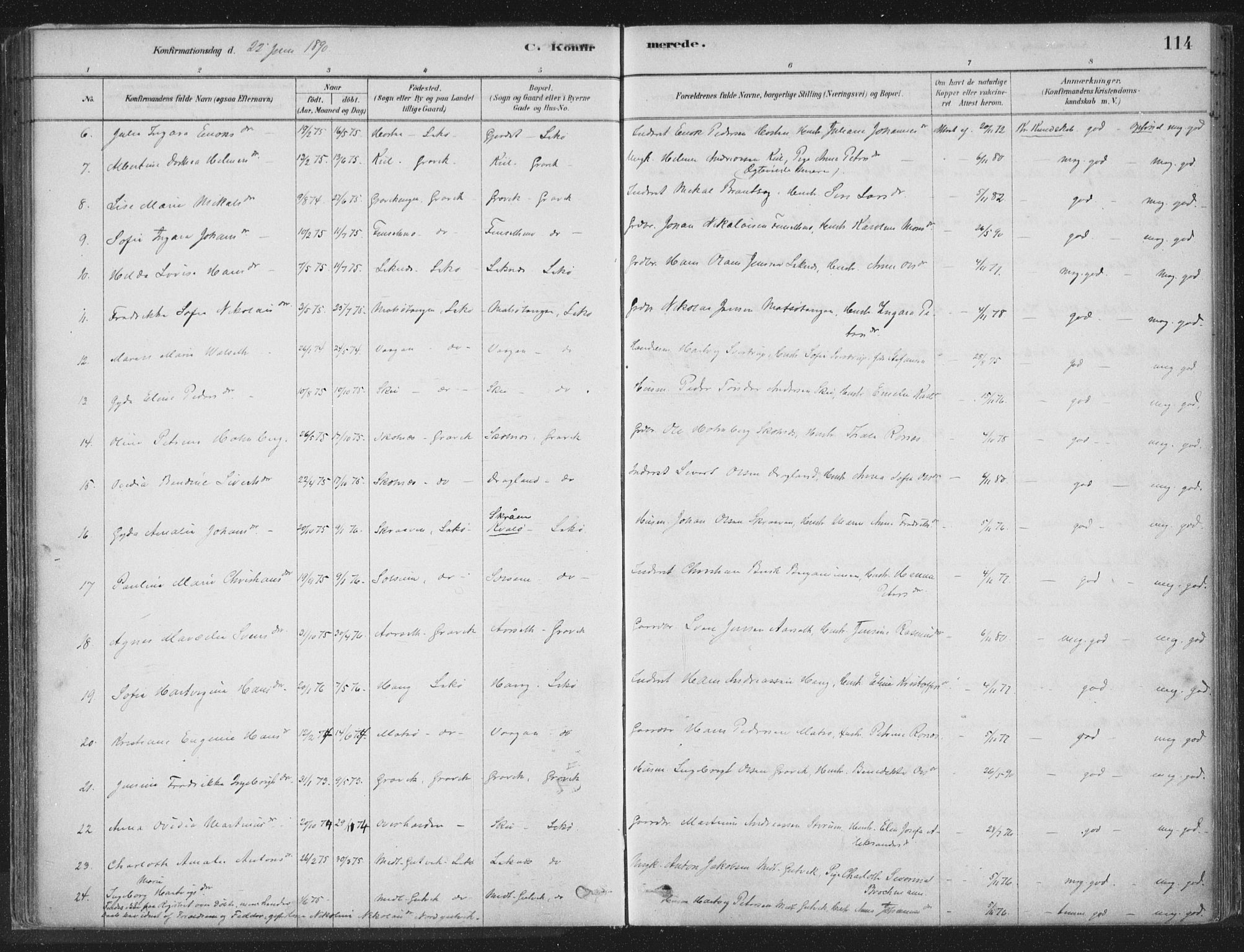 Ministerialprotokoller, klokkerbøker og fødselsregistre - Nord-Trøndelag, SAT/A-1458/788/L0697: Parish register (official) no. 788A04, 1878-1902, p. 114