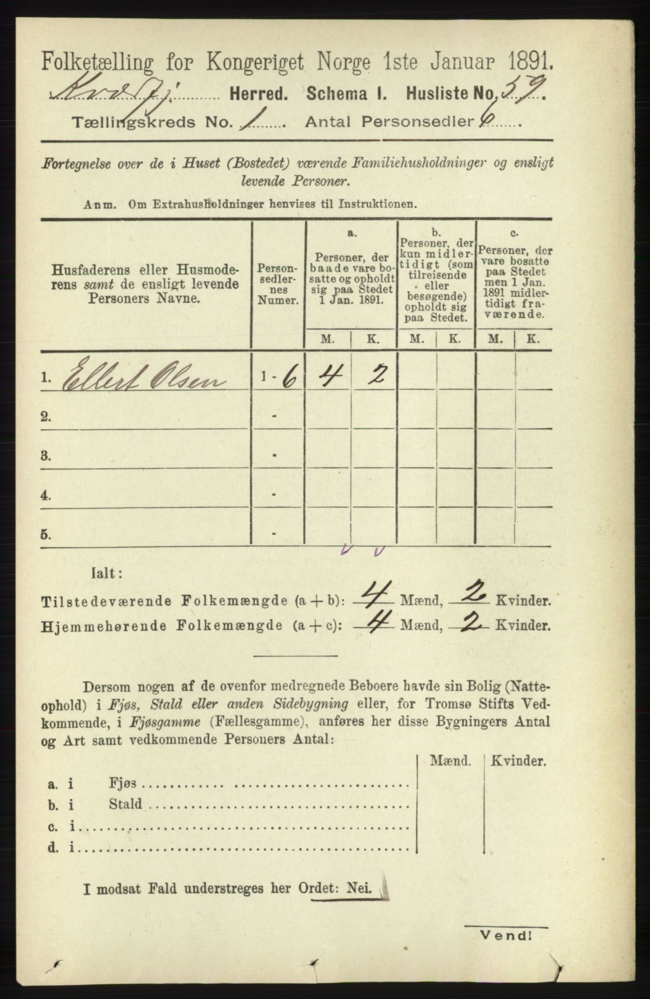 RA, 1891 census for 1911 Kvæfjord, 1891, p. 79