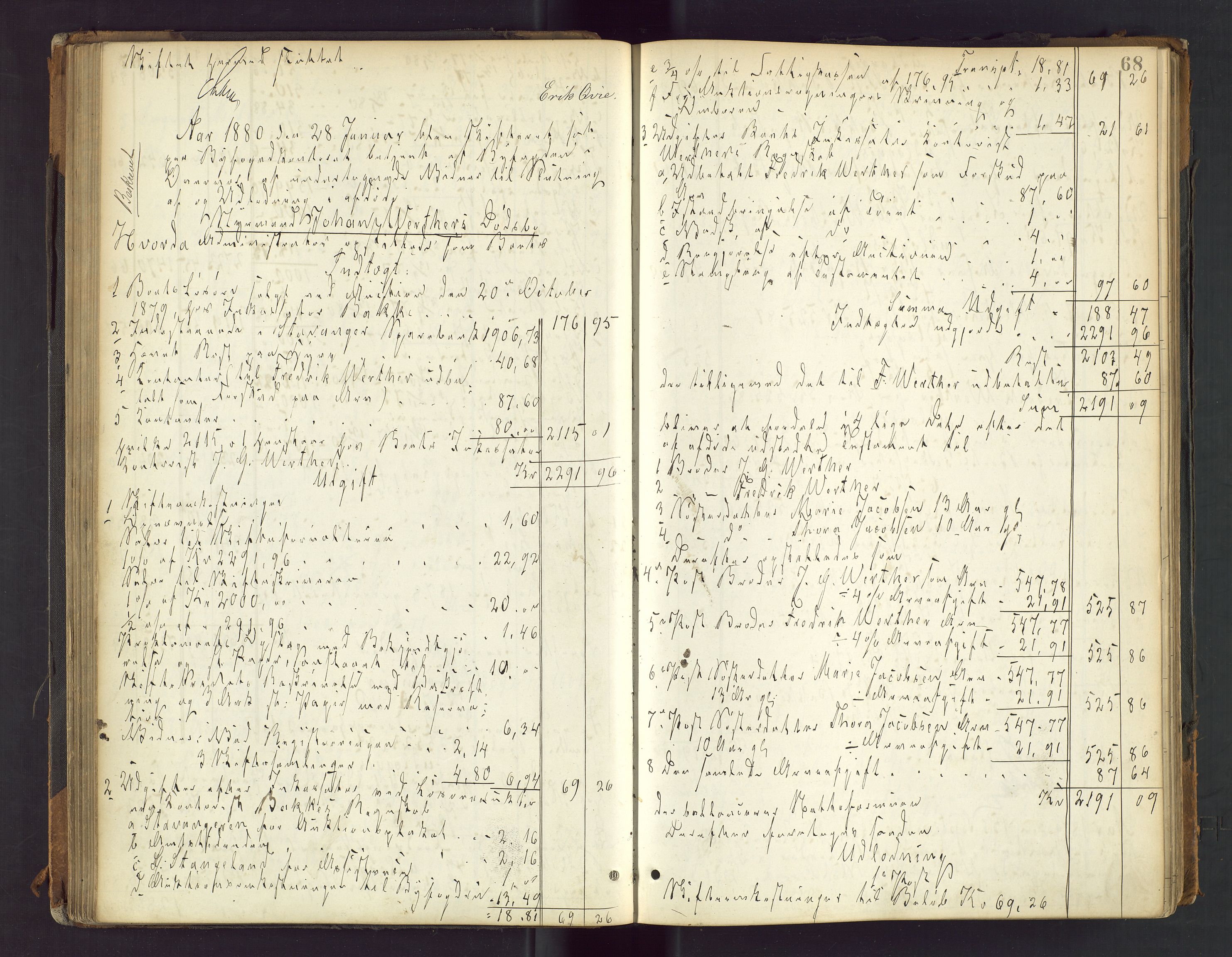Stavanger byfogd, AV/SAST-A-101408/001/5/50/503BD/L0003: Skifteutlodningsprotokoll, 1878-1885, p. 68