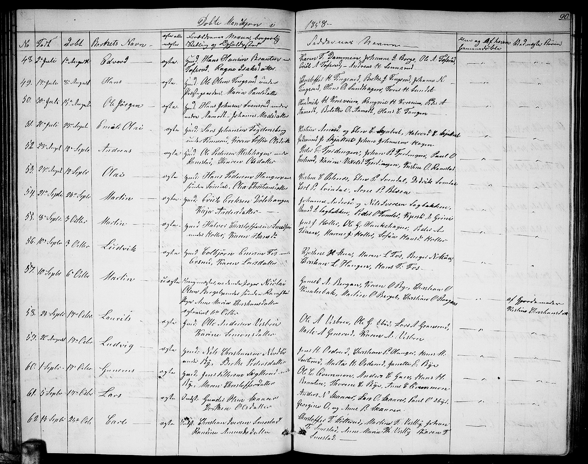 Fet prestekontor Kirkebøker, AV/SAO-A-10370a/G/Ga/L0002: Parish register (copy) no. I 2, 1843-1859, p. 90