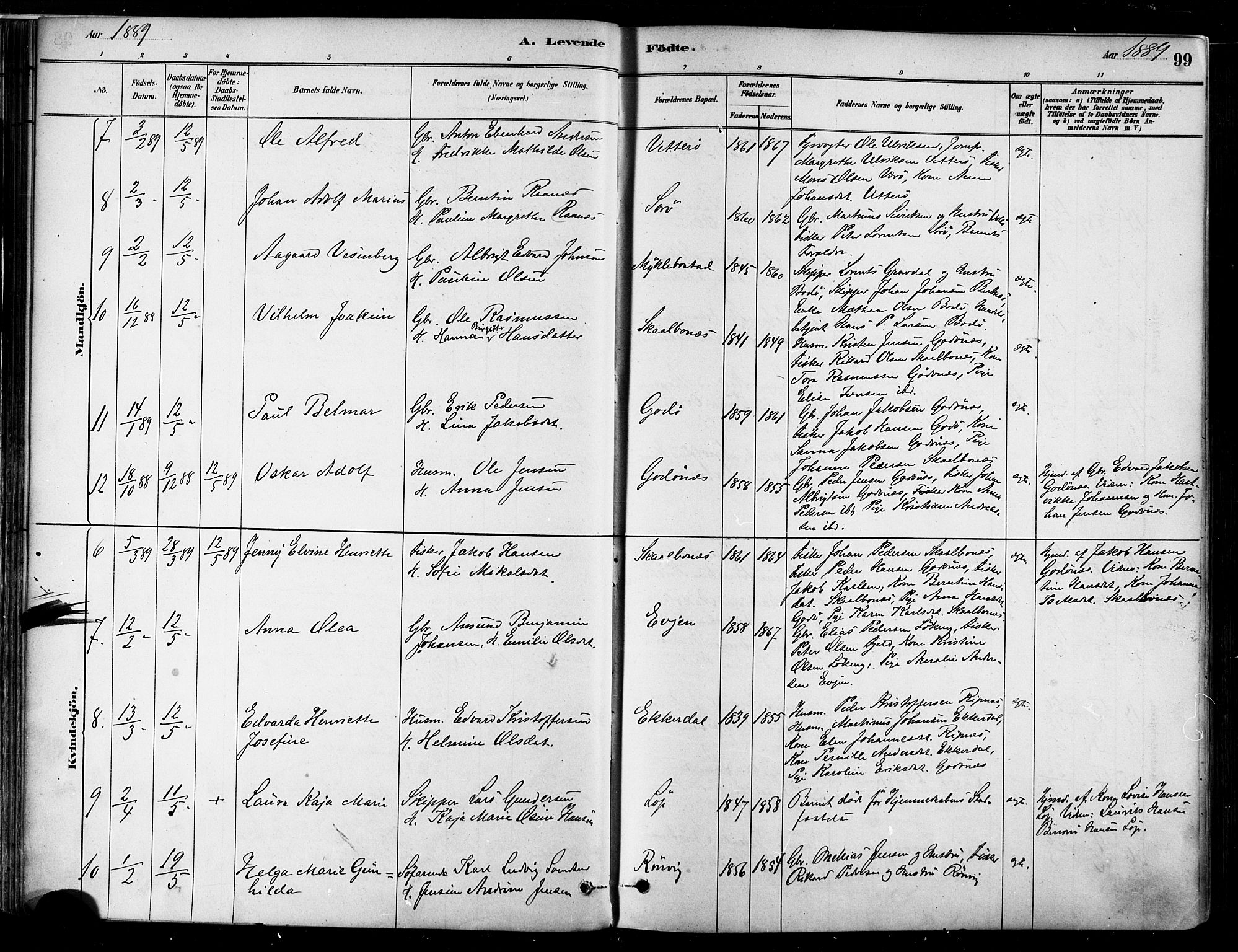 Ministerialprotokoller, klokkerbøker og fødselsregistre - Nordland, SAT/A-1459/802/L0054: Parish register (official) no. 802A01, 1879-1893, p. 99