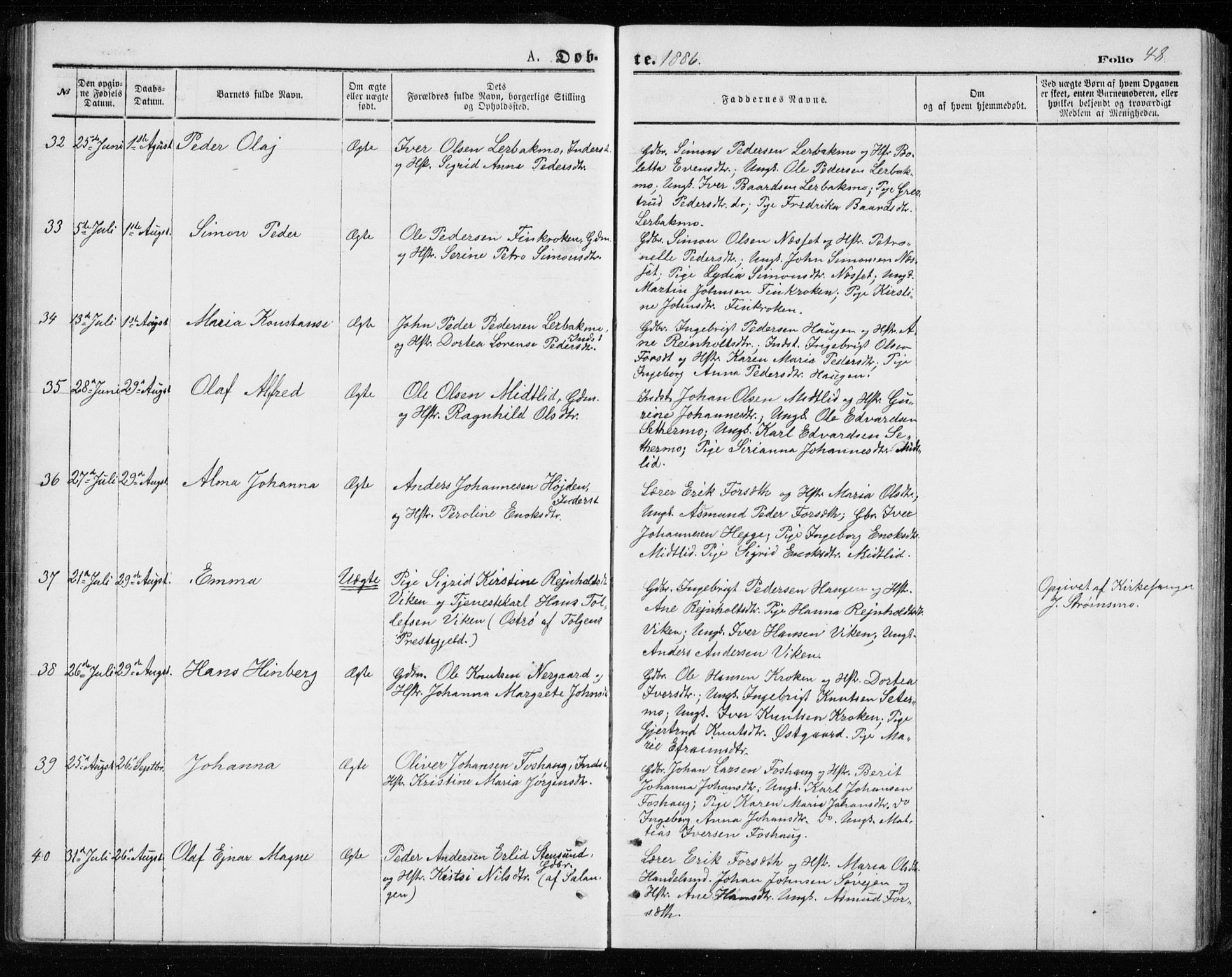 Målselv sokneprestembete, AV/SATØ-S-1311/G/Ga/Gab/L0007klokker: Parish register (copy) no. 7, 1876-1895, p. 48