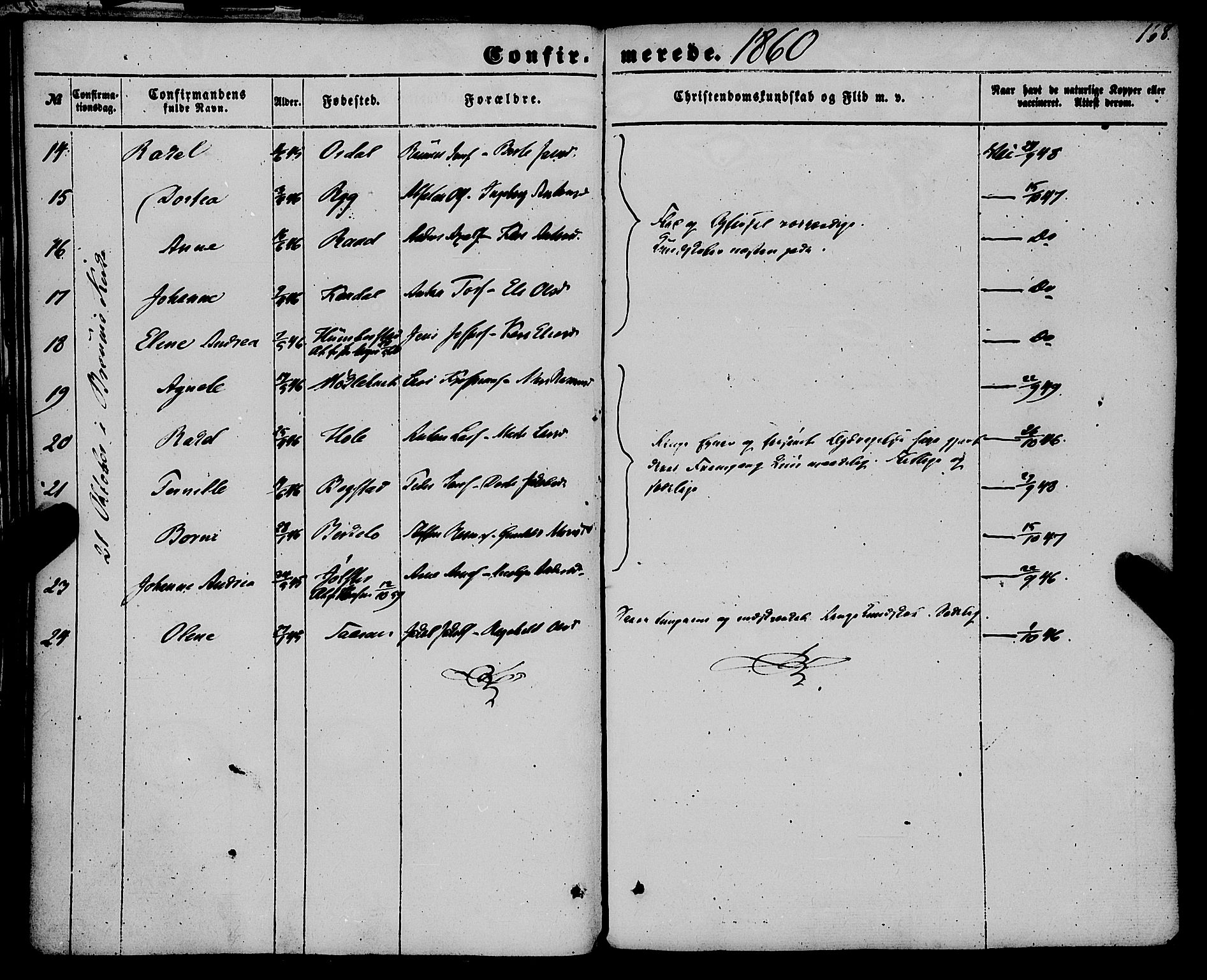 Gloppen sokneprestembete, AV/SAB-A-80101/H/Haa/Haaa/L0009: Parish register (official) no. A 9, 1855-1870, p. 168