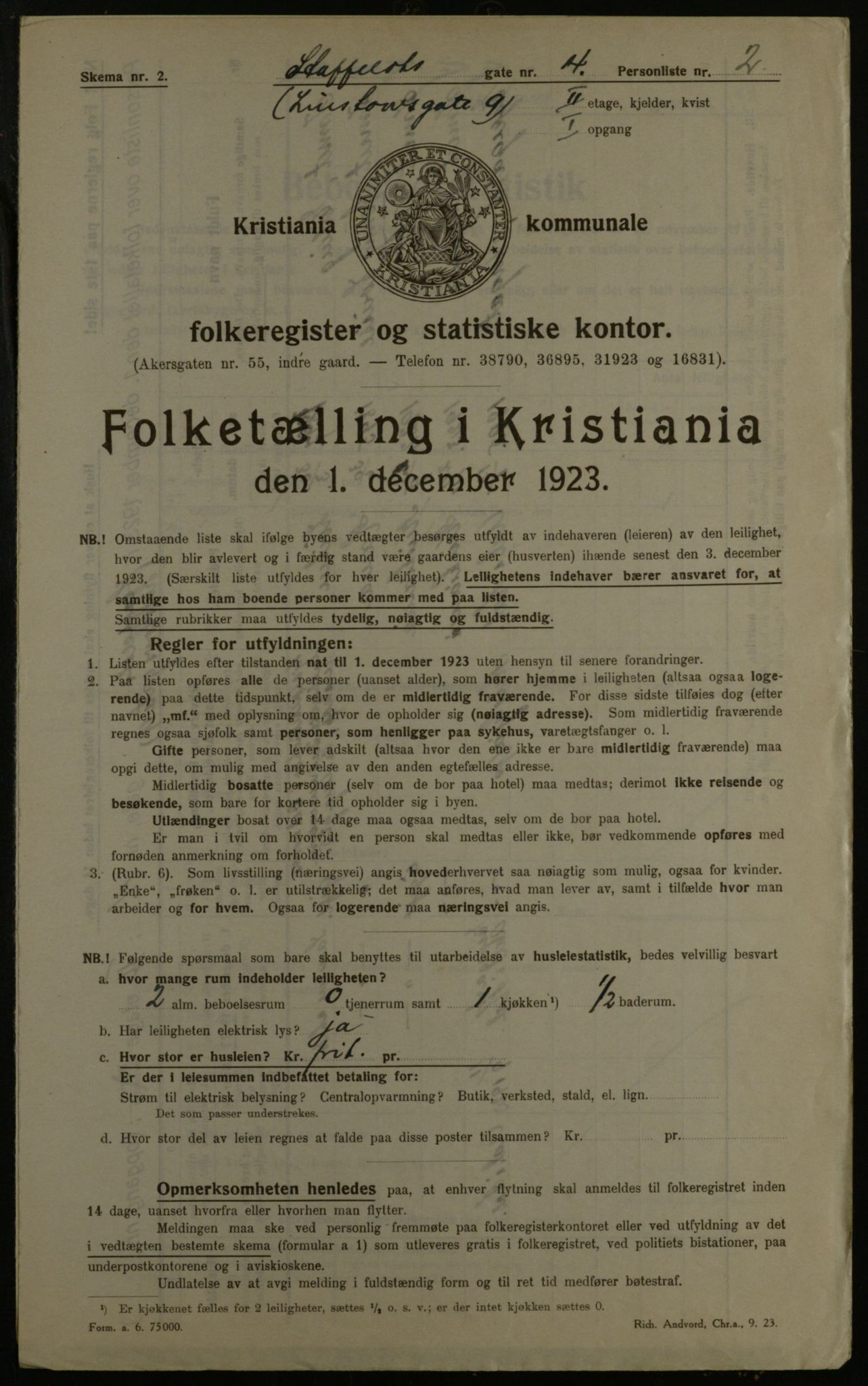 OBA, Municipal Census 1923 for Kristiania, 1923, p. 64271