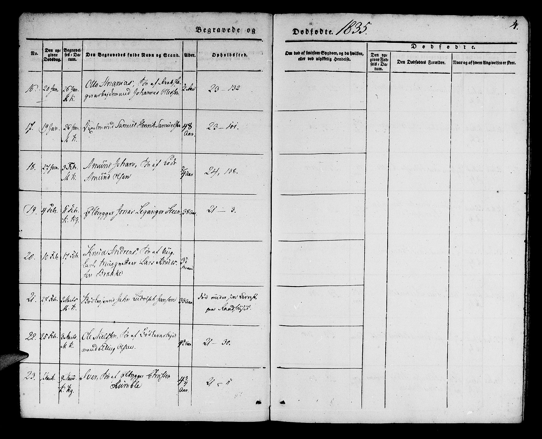 Korskirken sokneprestembete, AV/SAB-A-76101/H/Haa/L0043: Parish register (official) no. E 1, 1834-1848, p. 4