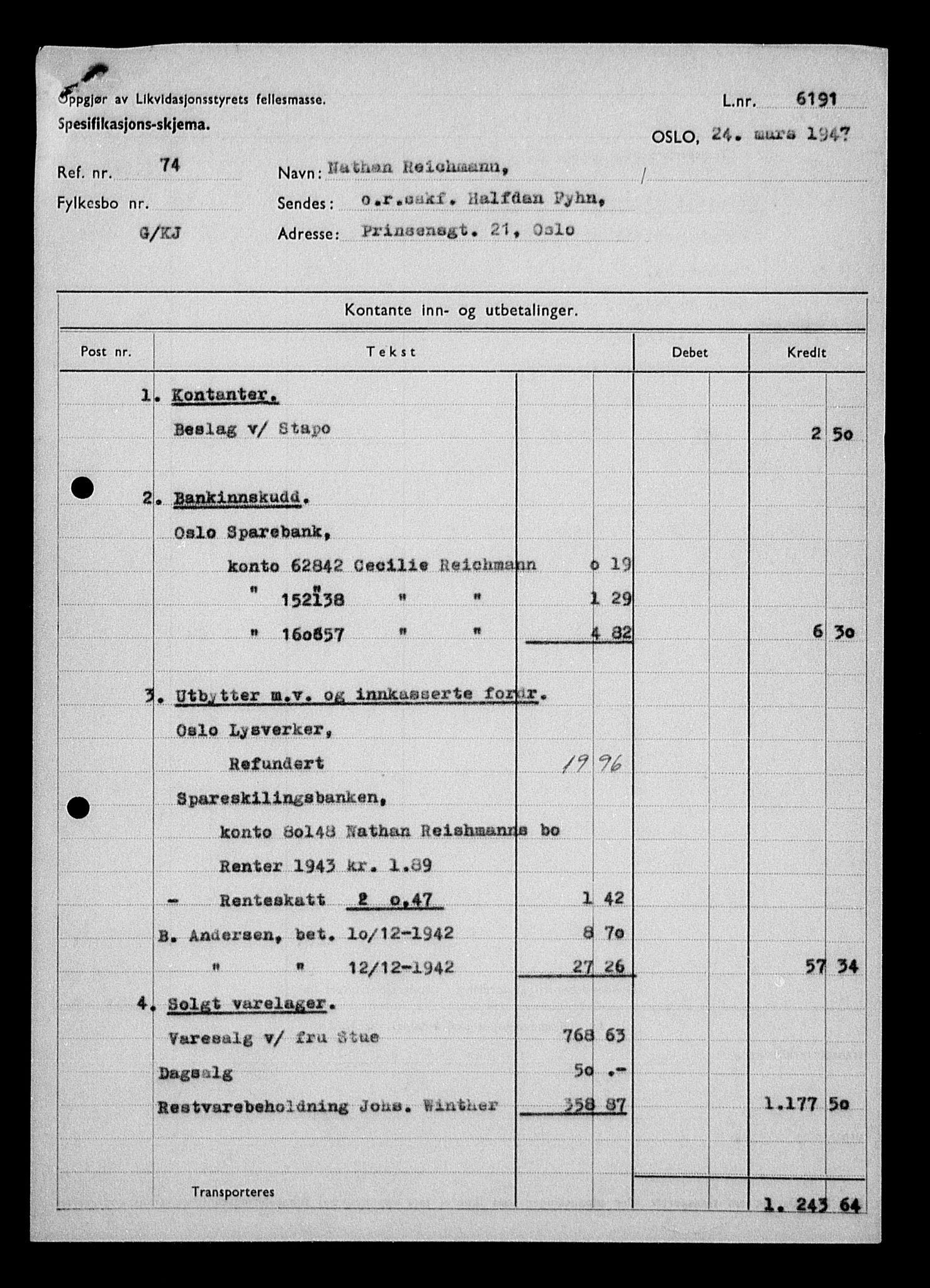 Justisdepartementet, Tilbakeføringskontoret for inndratte formuer, RA/S-1564/H/Hc/Hcc/L0972: --, 1945-1947, p. 423