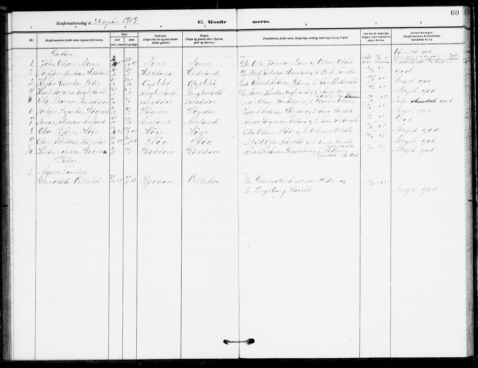 Holum sokneprestkontor, AV/SAK-1111-0022/F/Fb/Fbc/L0004: Parish register (copy) no. B 4, 1908-1930, p. 60