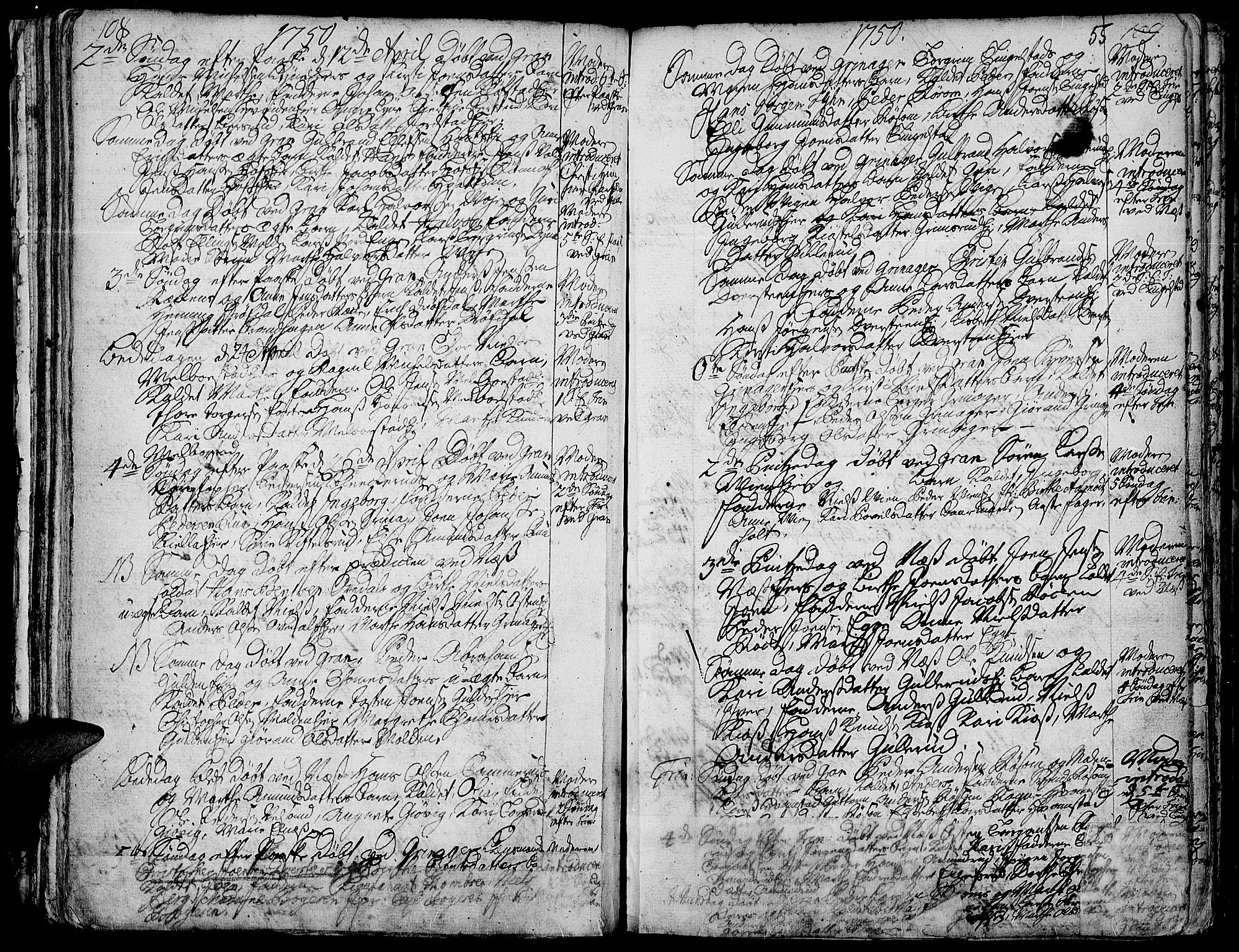 Gran prestekontor, AV/SAH-PREST-112/H/Ha/Haa/L0003: Parish register (official) no. 3, 1745-1758, p. 55