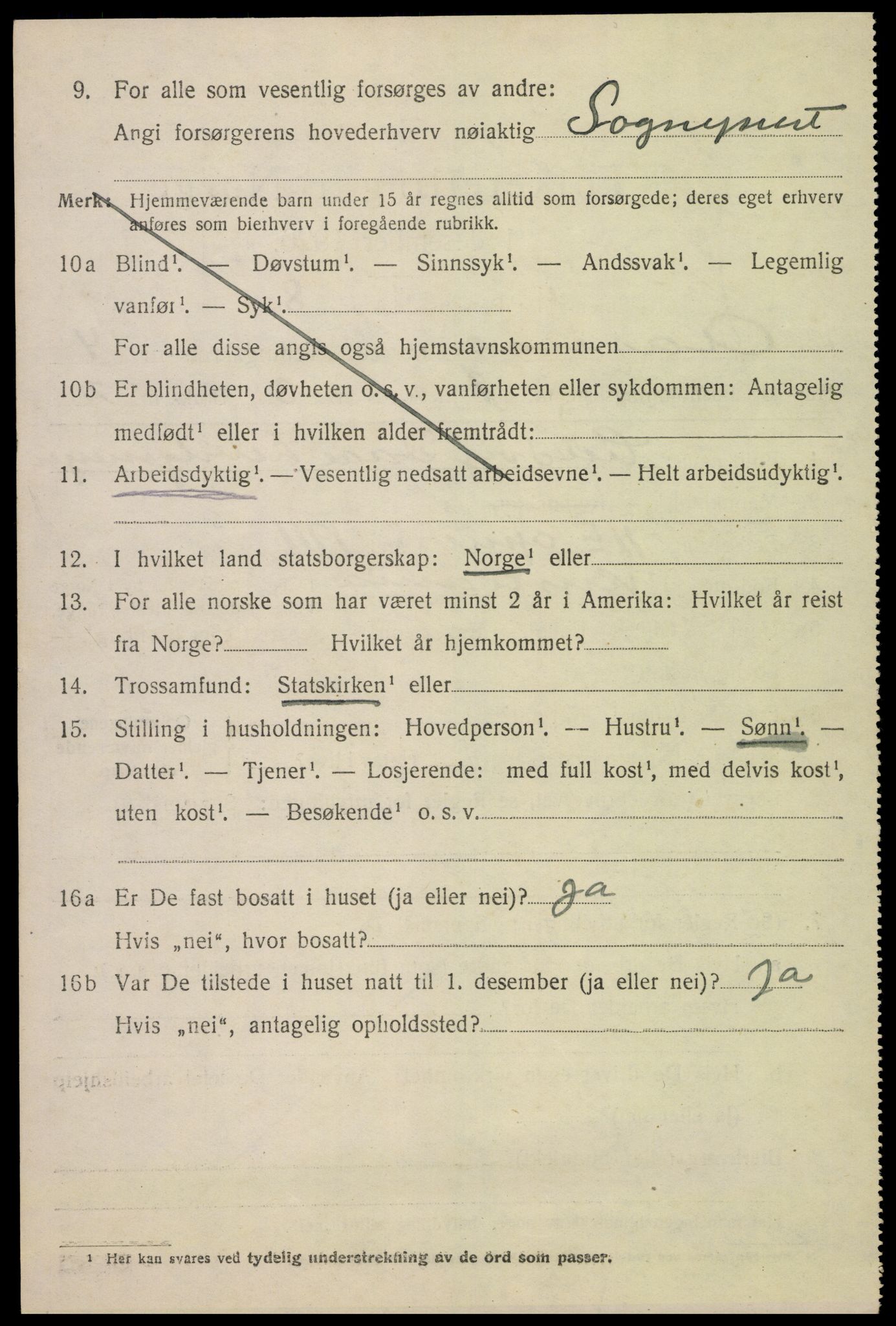 SAK, 1920 census for Åseral, 1920, p. 1191