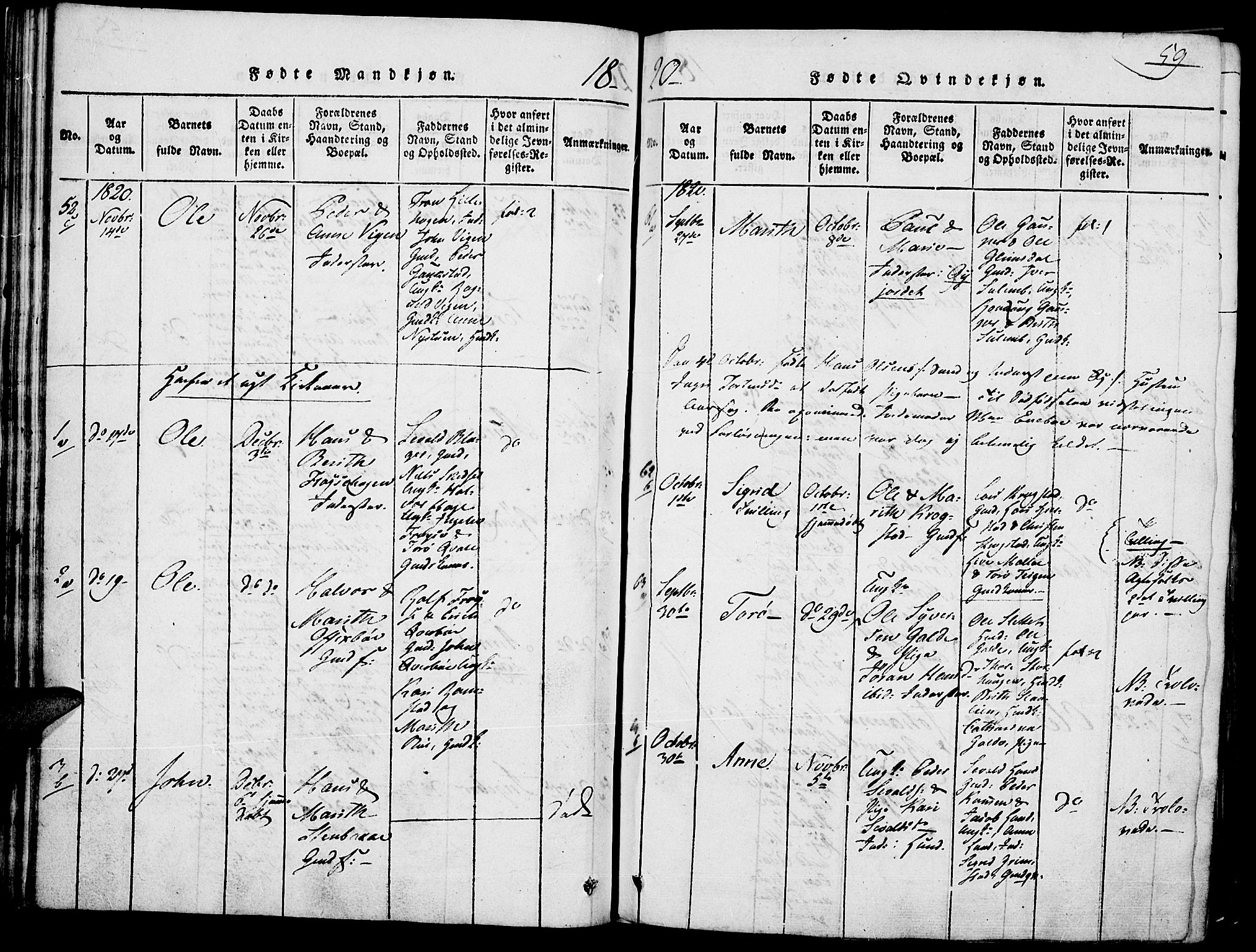 Lom prestekontor, SAH/PREST-070/K/L0004: Parish register (official) no. 4, 1815-1825, p. 59