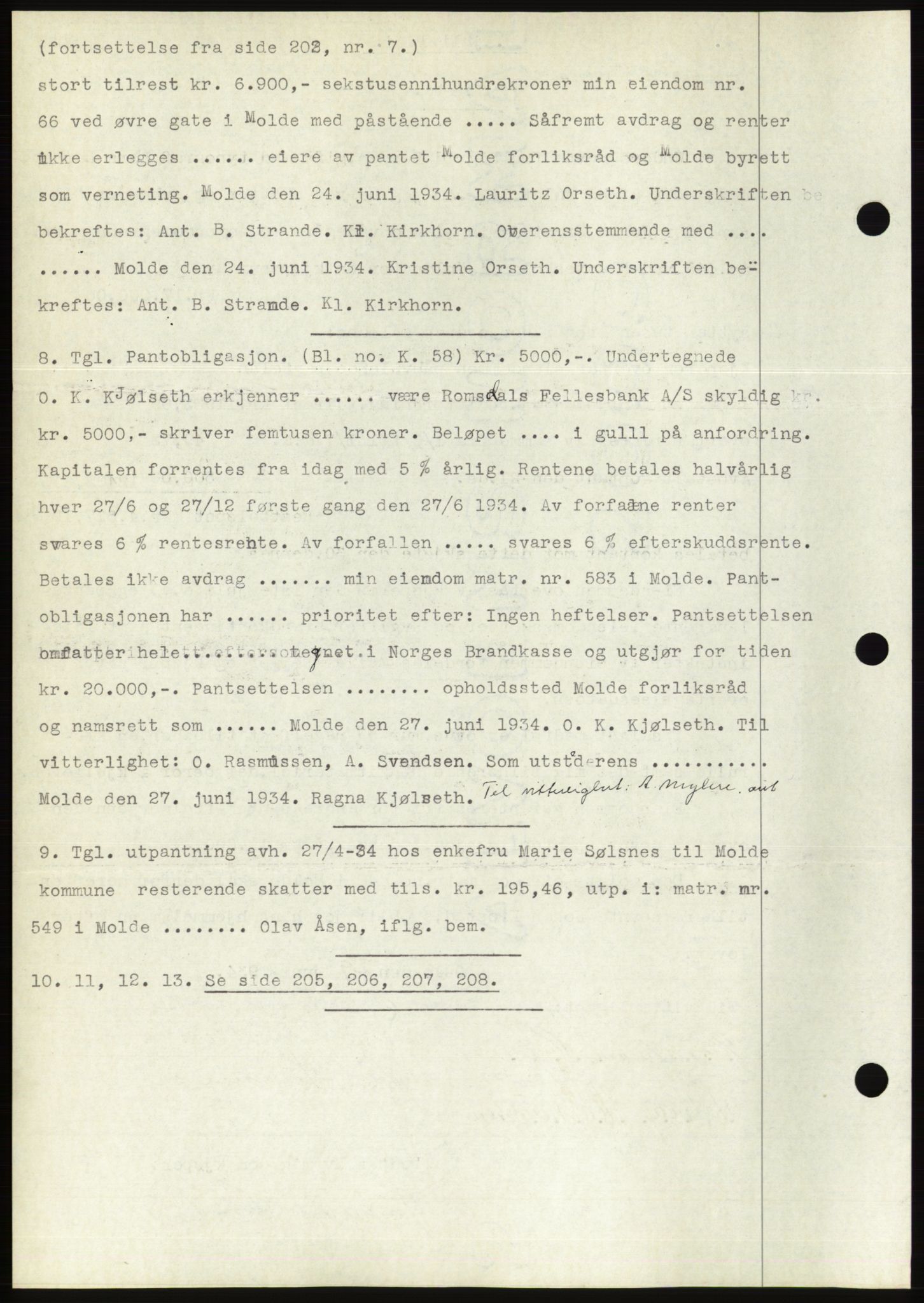Molde byfogd, SAT/A-0025/2/2C/L0012: Mortgage book no. 12, 1932-1935, Deed date: 02.07.1934