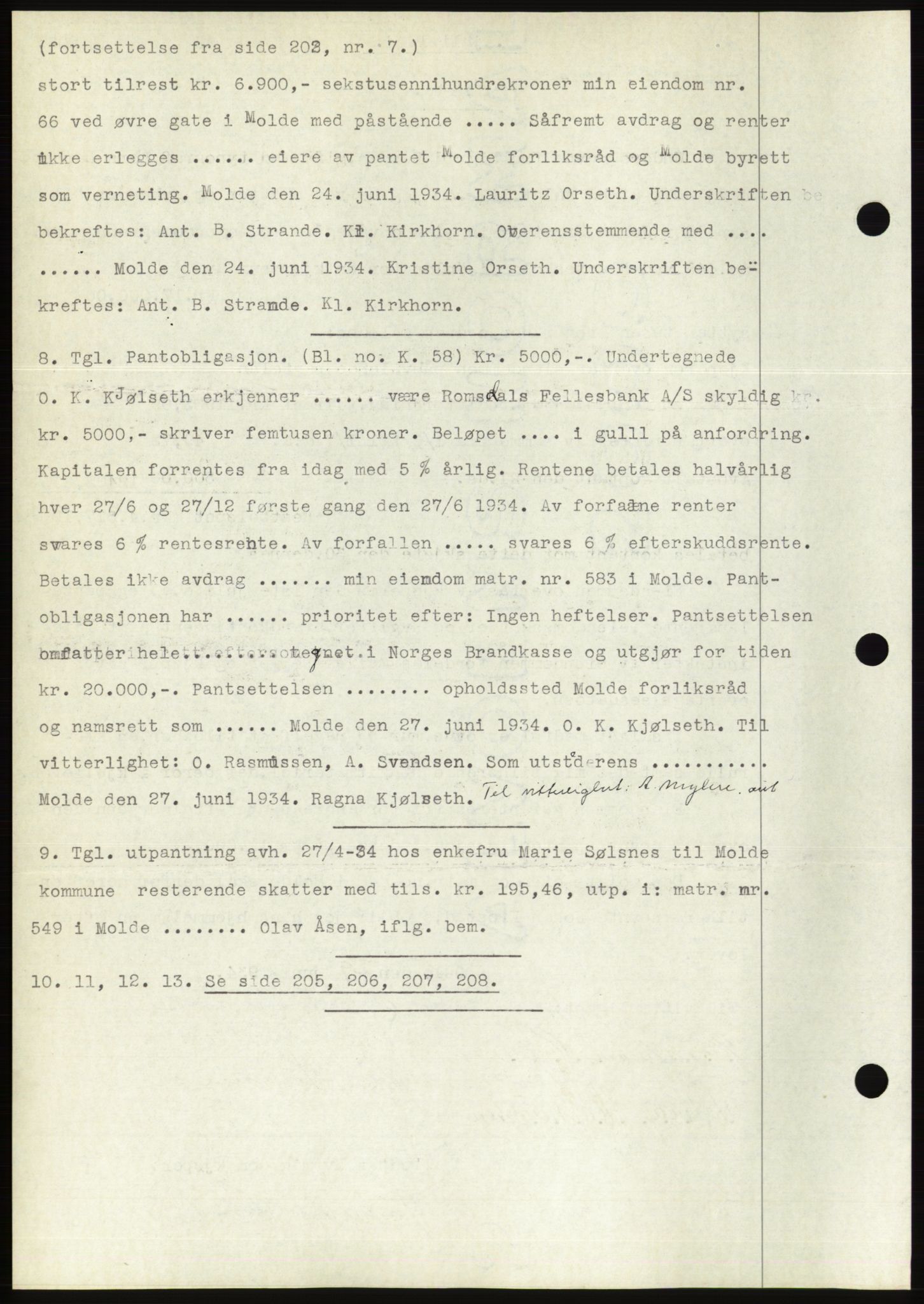 Molde byfogd, AV/SAT-A-0025/2/2C/L0012: Mortgage book no. 12, 1932-1935, Deed date: 02.07.1934