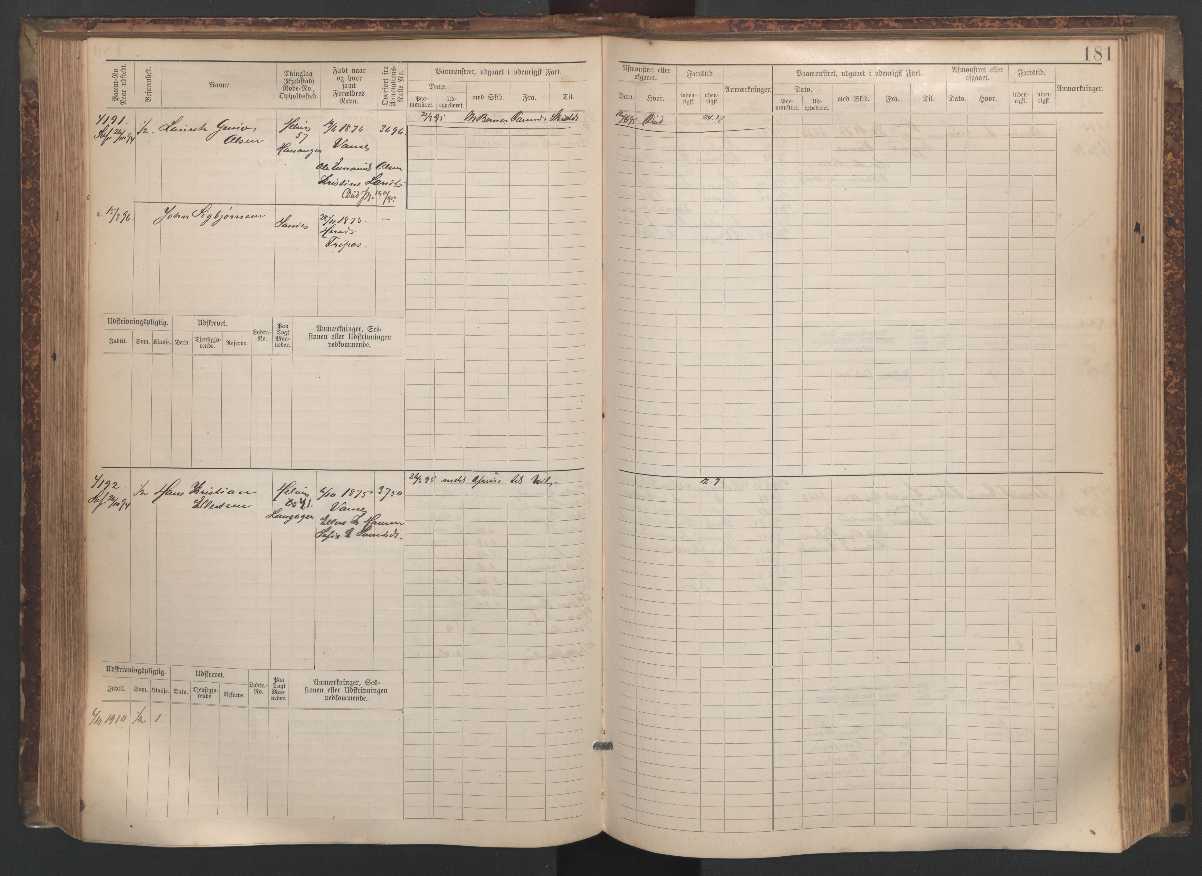 Farsund mønstringskrets, AV/SAK-2031-0017/F/Fb/L0020: Hovedrulle nr 3833-4506, Z-12, 1890-1930, p. 194