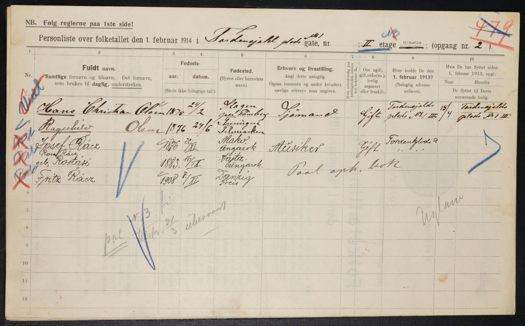 OBA, Municipal Census 1914 for Kristiania, 1914, p. 114661