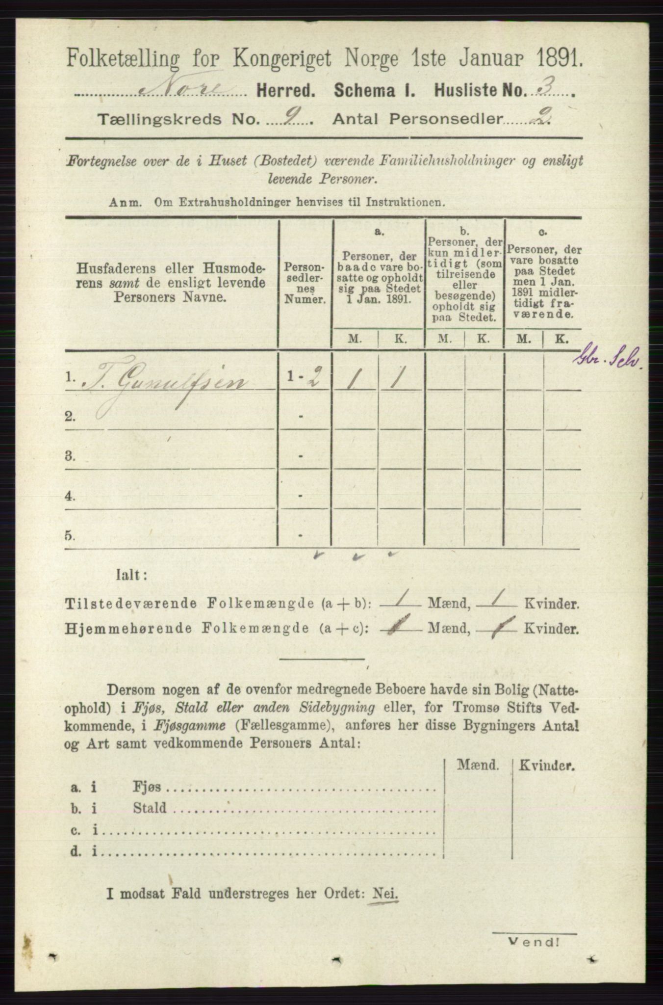 RA, 1891 census for 0633 Nore, 1891, p. 3155