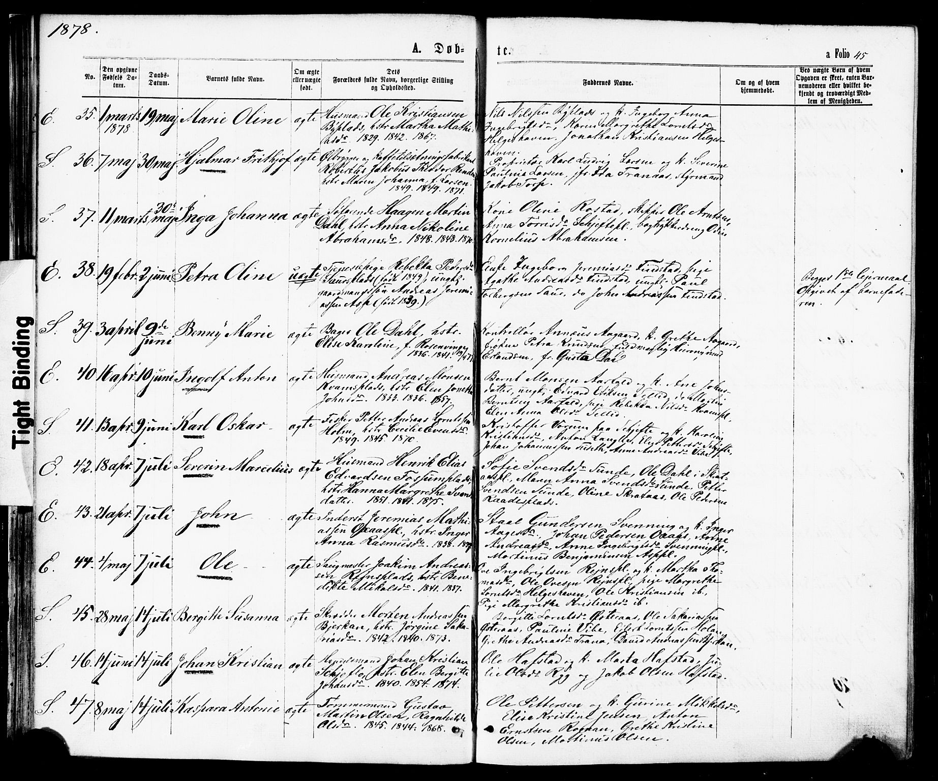 Ministerialprotokoller, klokkerbøker og fødselsregistre - Nord-Trøndelag, SAT/A-1458/739/L0370: Parish register (official) no. 739A02, 1868-1881, p. 45