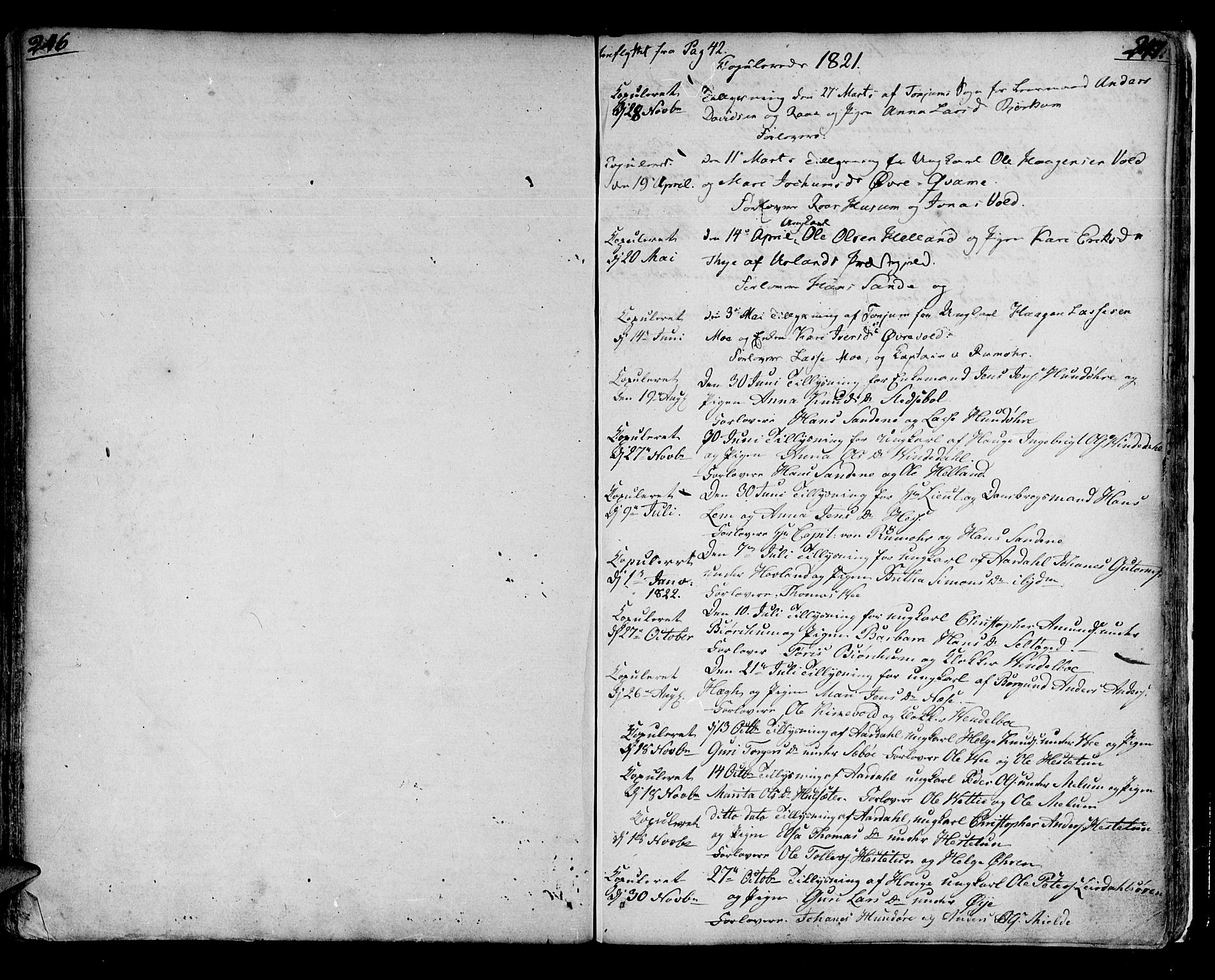 Lærdal sokneprestembete, SAB/A-81201: Parish register (official) no. A 4, 1805-1821, p. 246-247