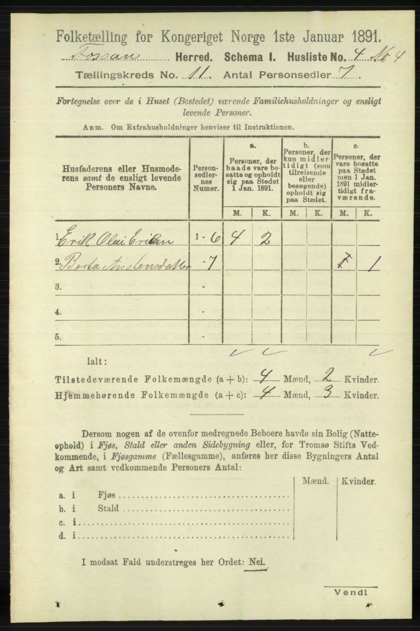 RA, 1891 census for 1129 Forsand, 1891, p. 1778