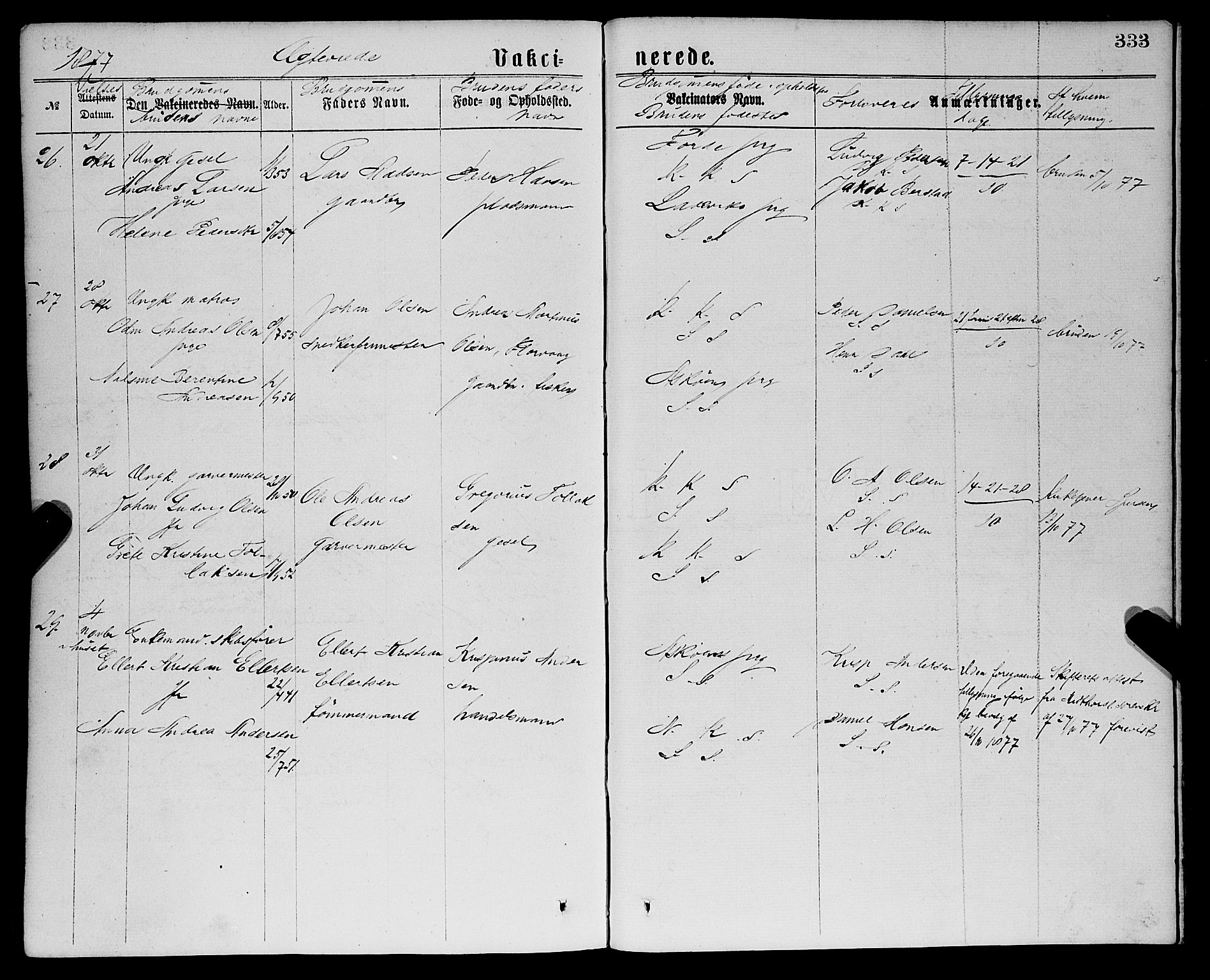 Sandviken Sokneprestembete, AV/SAB-A-77601/H/Ha/L0001: Parish register (official) no. A 1, 1867-1877, p. 333