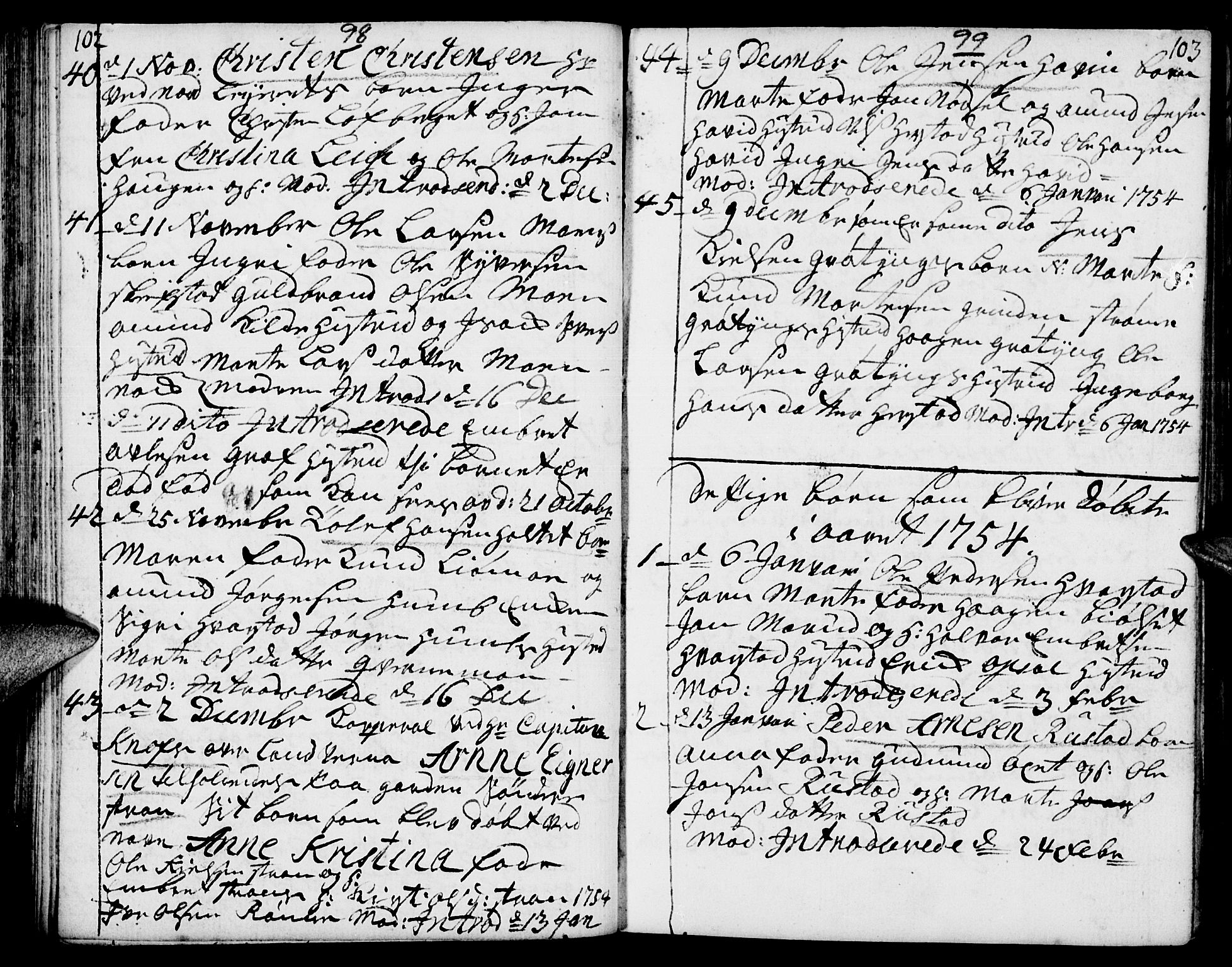 Elverum prestekontor, AV/SAH-PREST-044/H/Ha/Haa/L0002: Parish register (official) no. 2, 1751-1756, p. 102-103