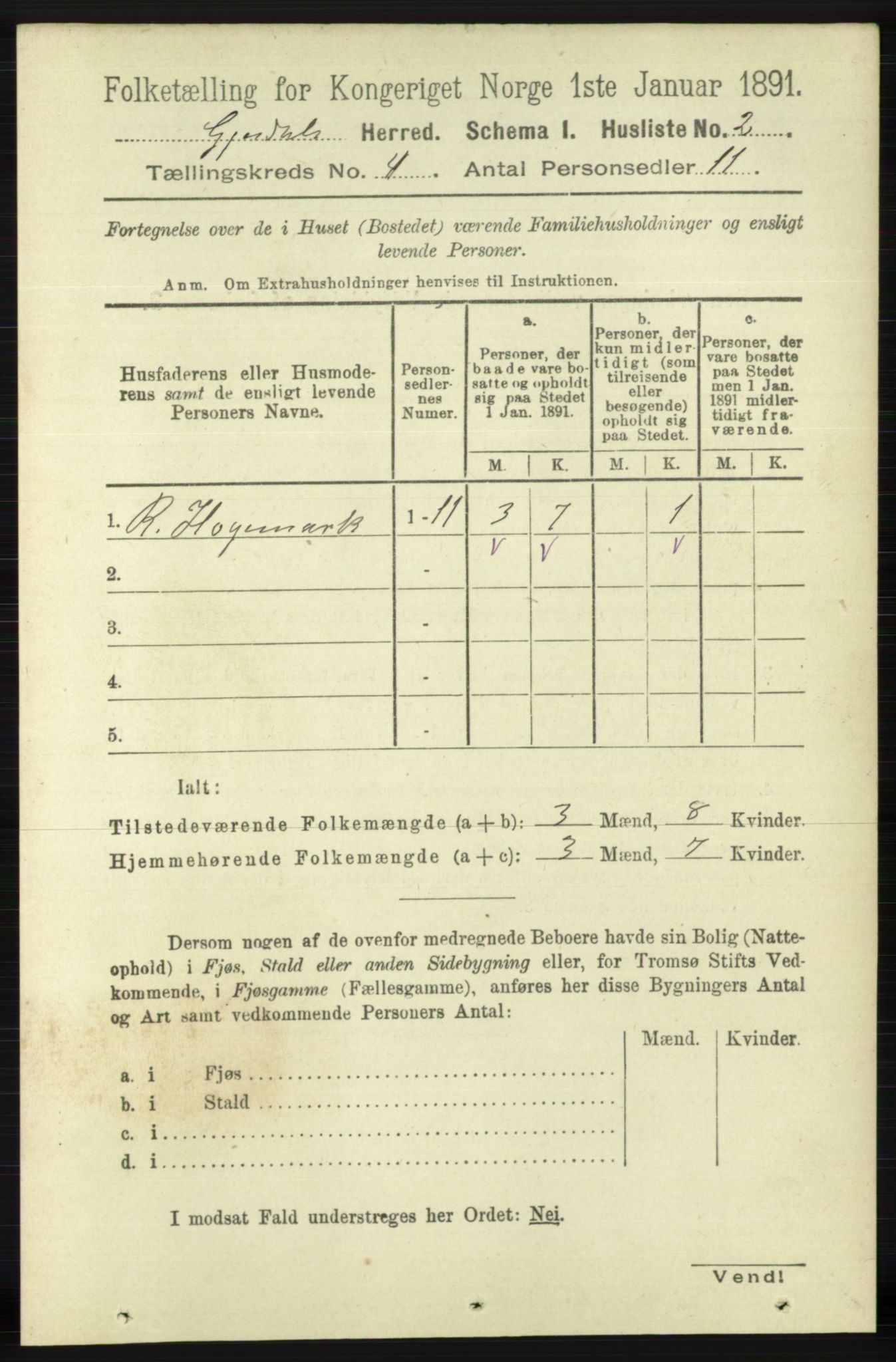 RA, 1891 census for 1122 Gjesdal, 1891, p. 1141