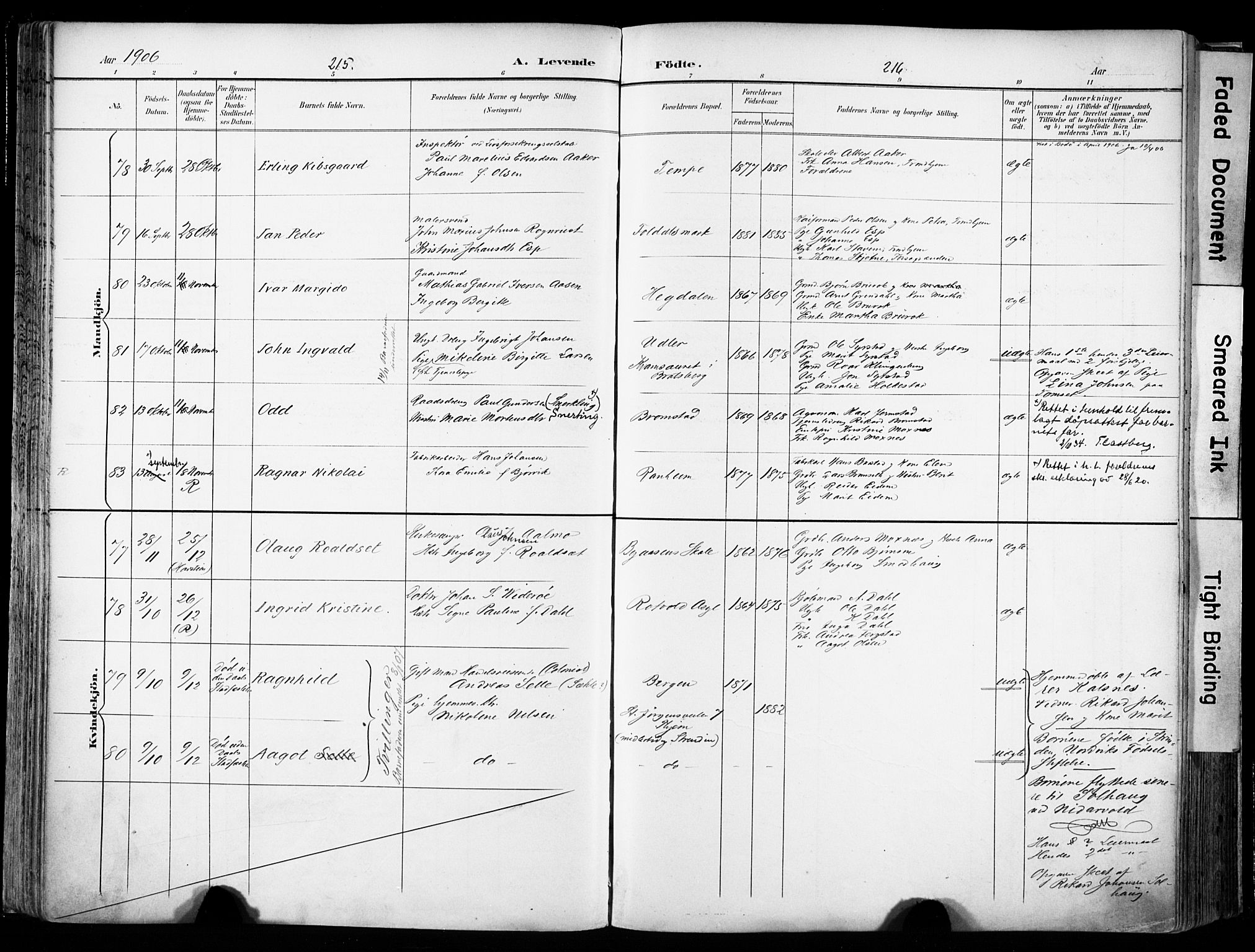 Ministerialprotokoller, klokkerbøker og fødselsregistre - Sør-Trøndelag, AV/SAT-A-1456/606/L0301: Parish register (official) no. 606A16, 1894-1907, p. 215-216