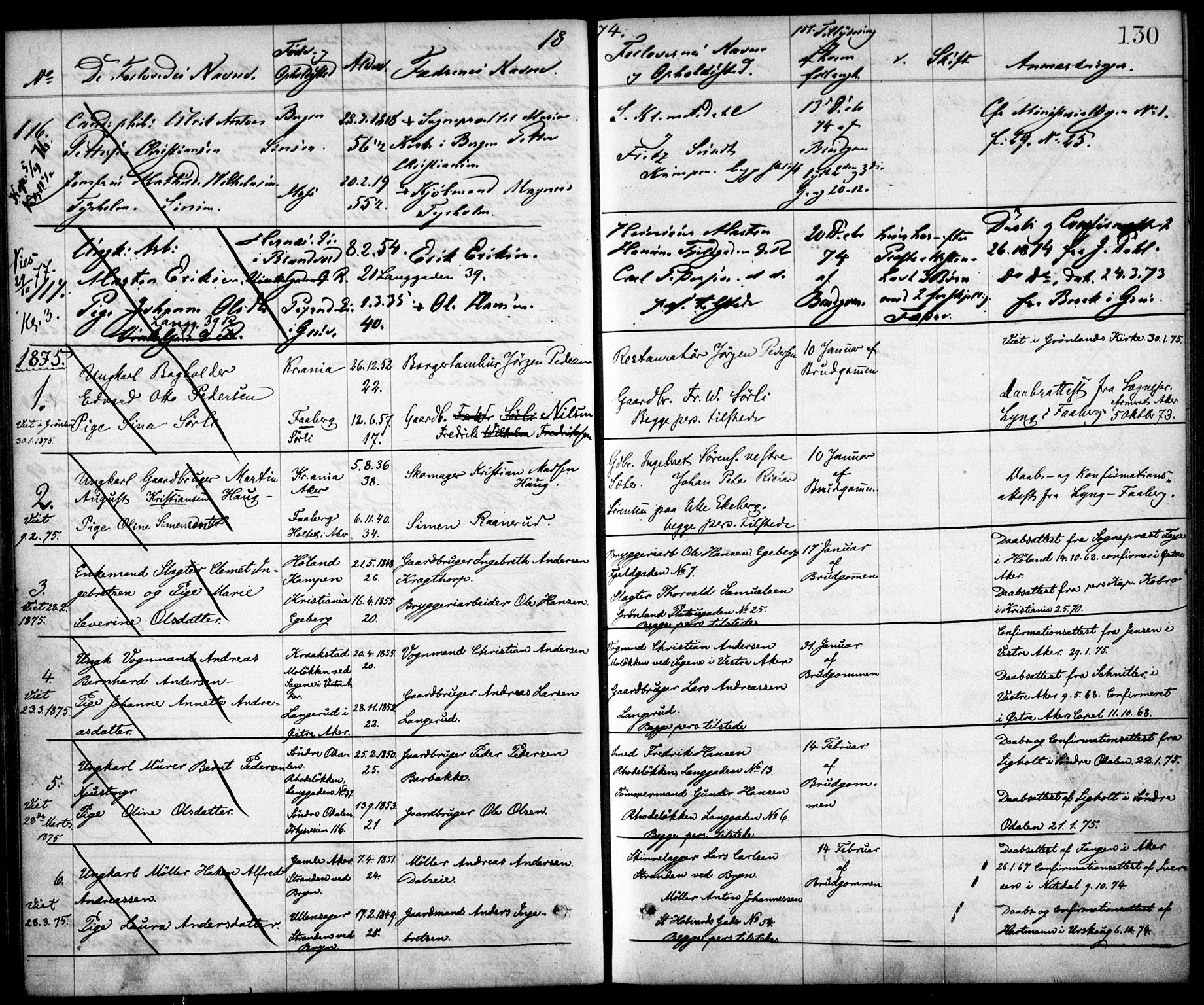 Østre Aker prestekontor Kirkebøker, SAO/A-10840/H/Ha/L0001: Banns register no. I 1, 1861-1878, p. 130
