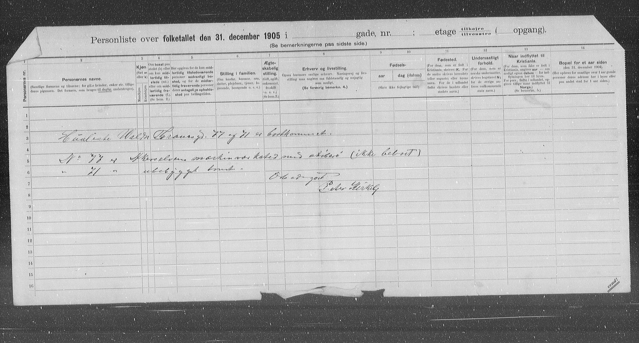 OBA, Municipal Census 1905 for Kristiania, 1905, p. 66940