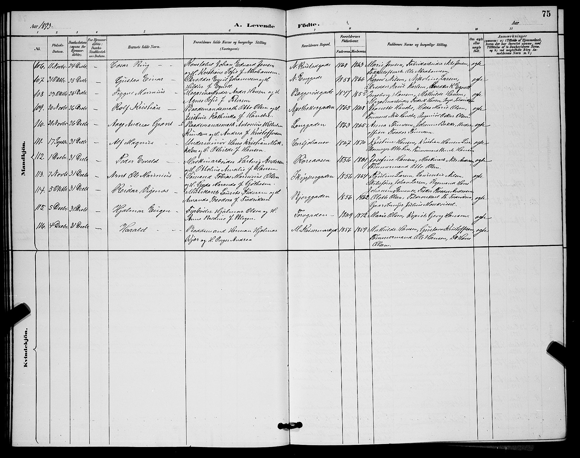 Horten kirkebøker, AV/SAKO-A-348/G/Ga/L0005: Parish register (copy) no. 5, 1888-1895, p. 75