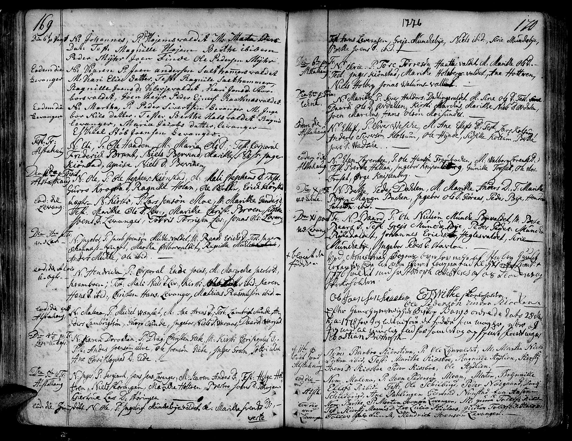 Ministerialprotokoller, klokkerbøker og fødselsregistre - Nord-Trøndelag, SAT/A-1458/717/L0141: Parish register (official) no. 717A01, 1747-1803, p. 169-170