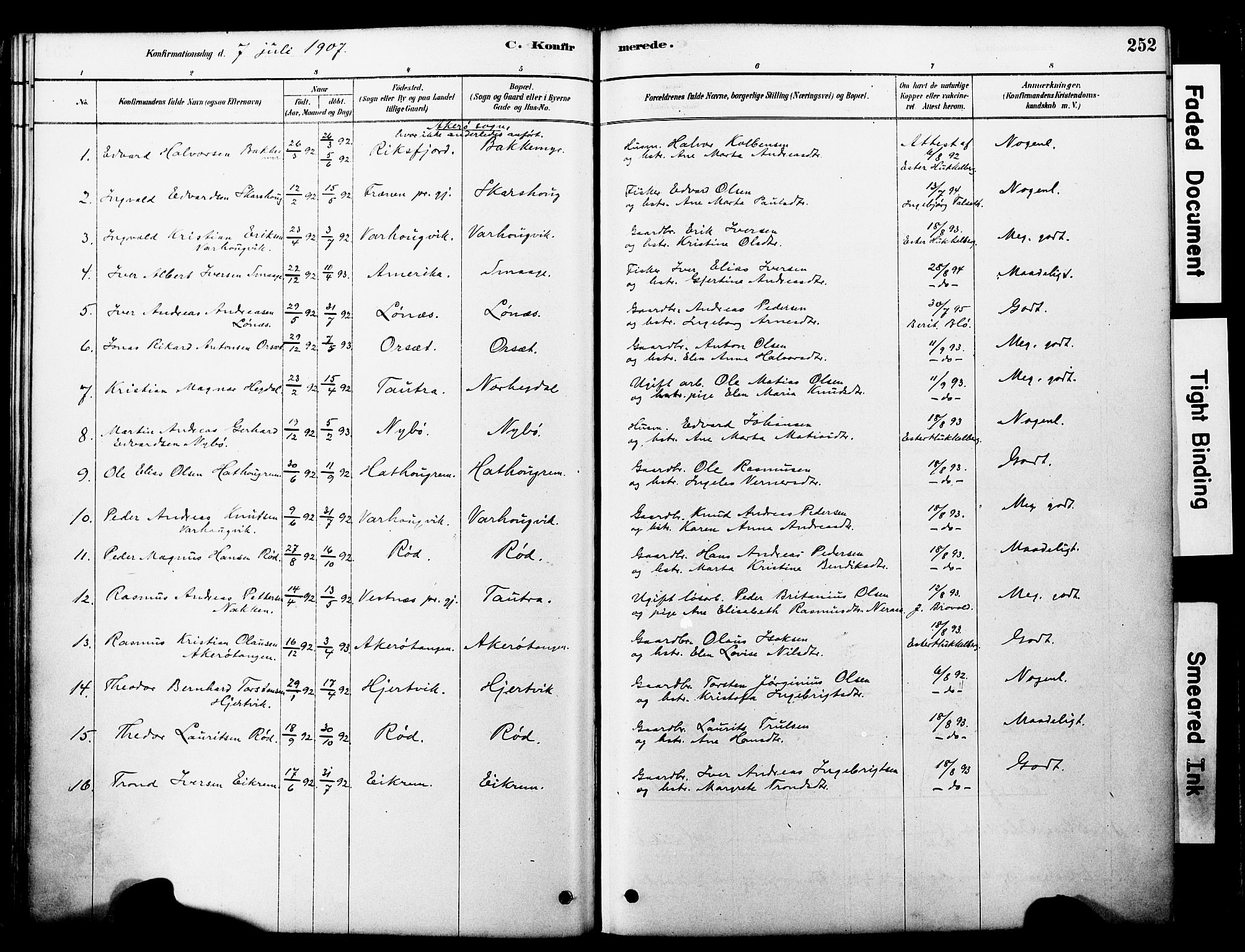 Ministerialprotokoller, klokkerbøker og fødselsregistre - Møre og Romsdal, SAT/A-1454/560/L0721: Parish register (official) no. 560A05, 1878-1917, p. 252