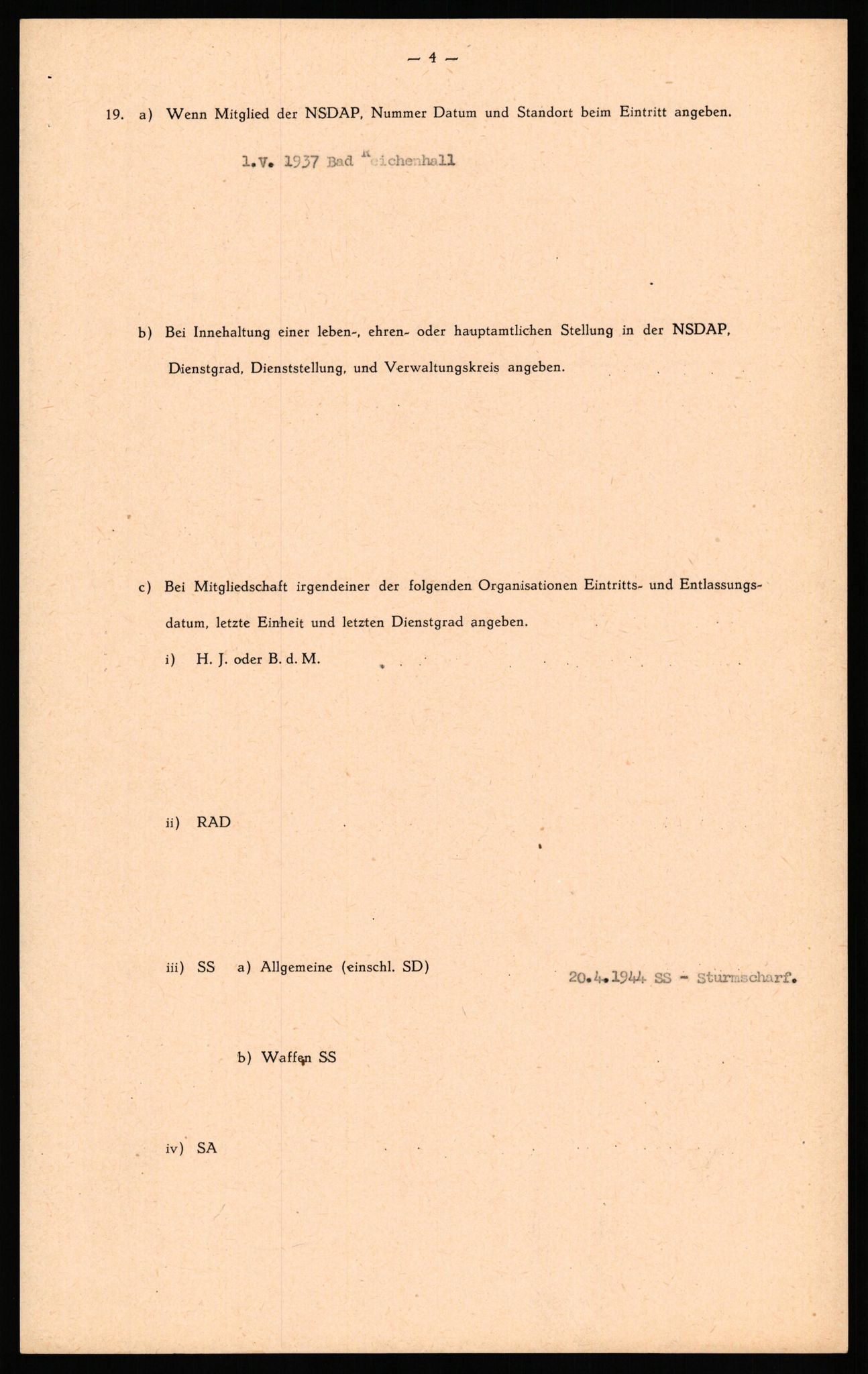 Forsvaret, Forsvarets overkommando II, RA/RAFA-3915/D/Db/L0034: CI Questionaires. Tyske okkupasjonsstyrker i Norge. Tyskere., 1945-1946, p. 316